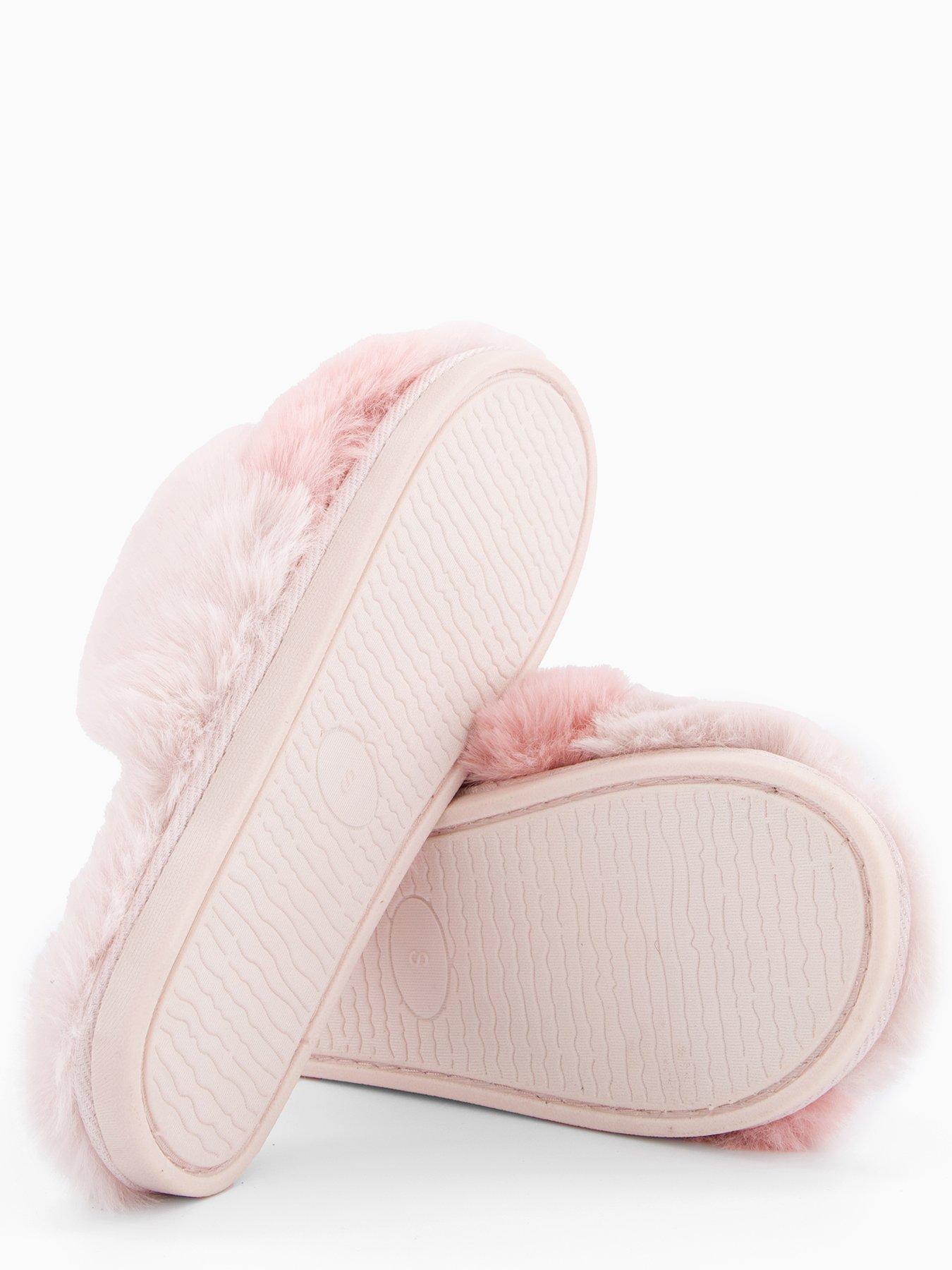 Loungeable Fluffy Cross Slider Slippers V By Very Fluffy Cross