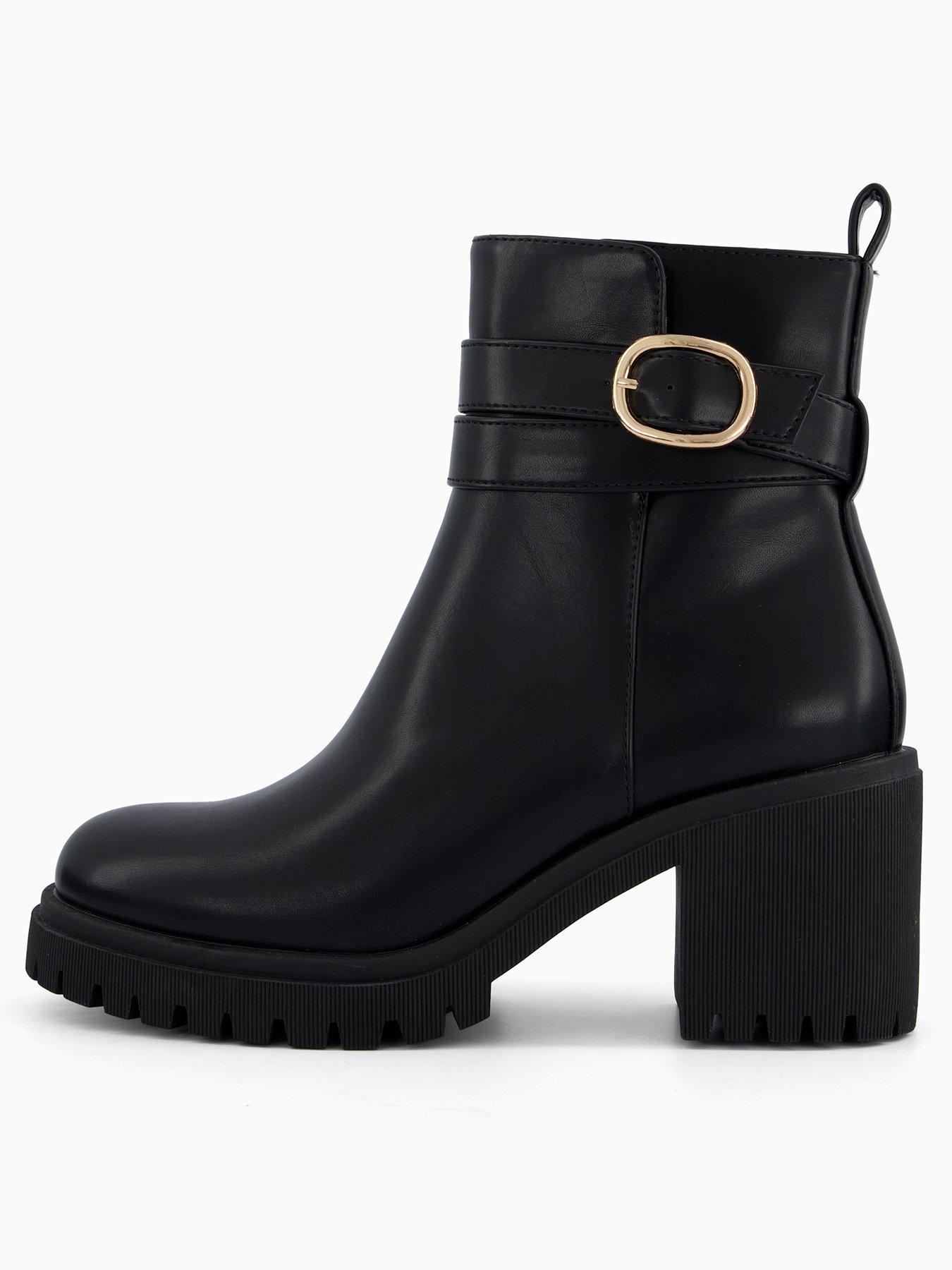 Image 1 of 7 of V by Very Block Heel Chunky Chelsea Ankle Boots - Black