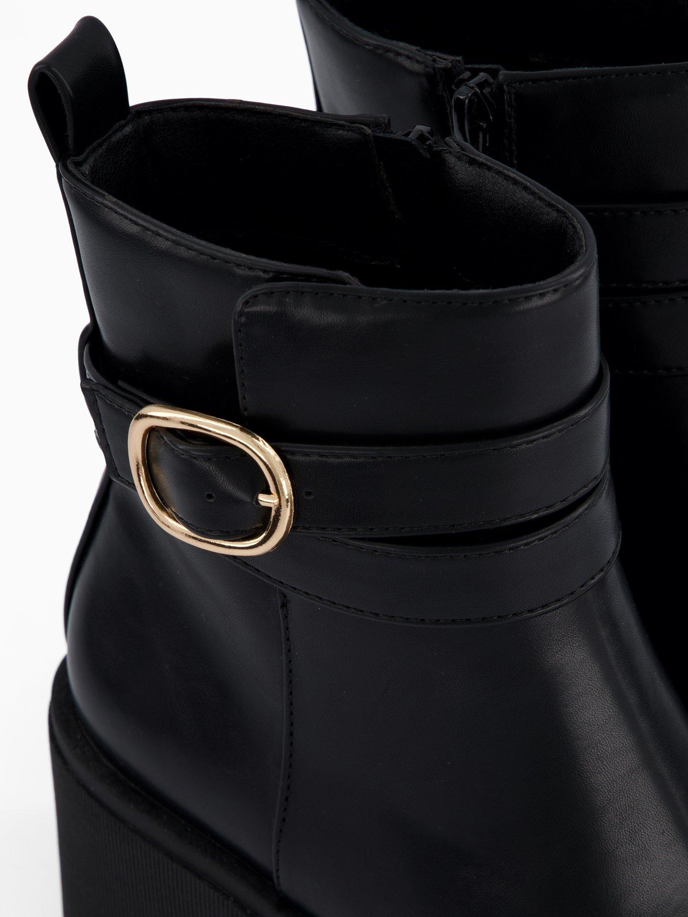 Image 5 of 7 of V by Very Block Heel Chunky Chelsea Ankle Boots - Black
