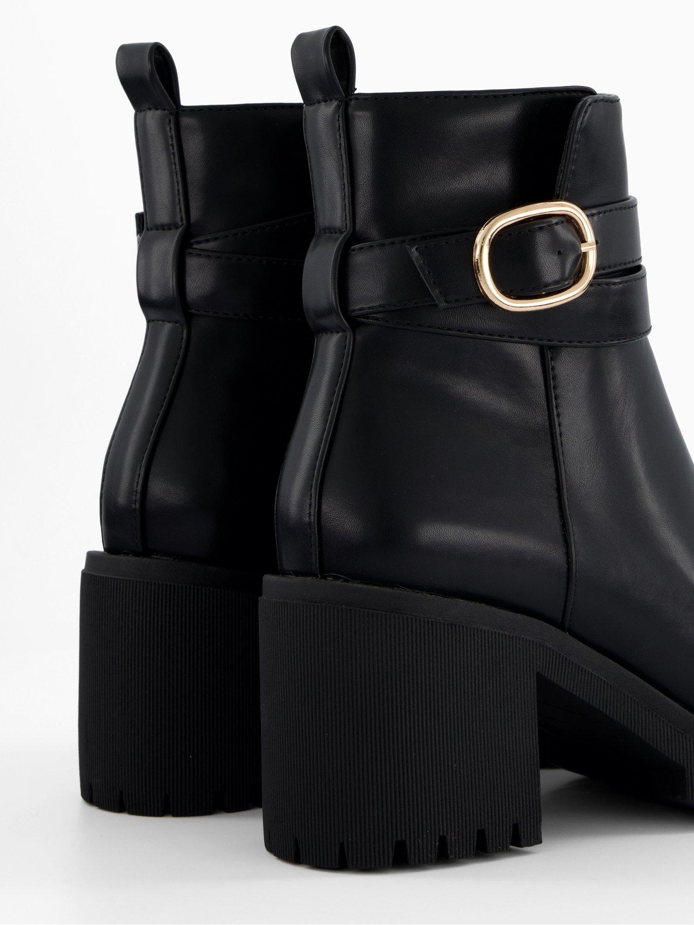 Image 6 of 7 of V by Very Wide Block Heel Chunky Chelsea Ankle Boot - Black