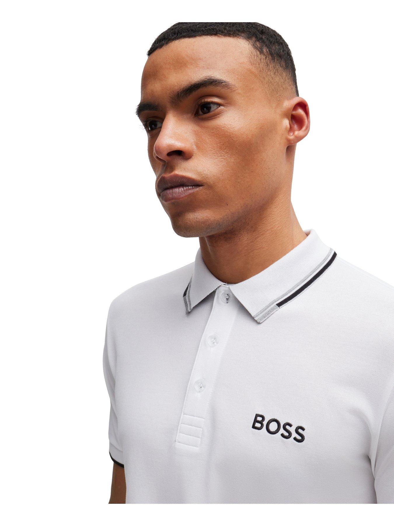  image of boss-mens-golf-paddy-pro-regular-fit-polo-shirt-white