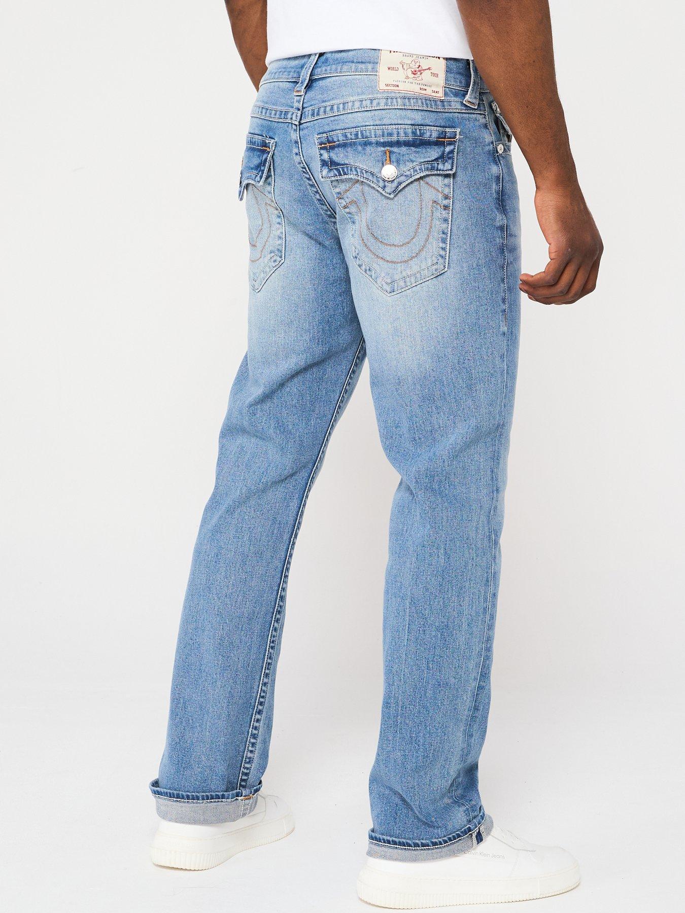 True Religion ストレートデニム ライトブルー TRUE RELIGION Ricky Straight Fit Jeans - Blue | Littlewoods