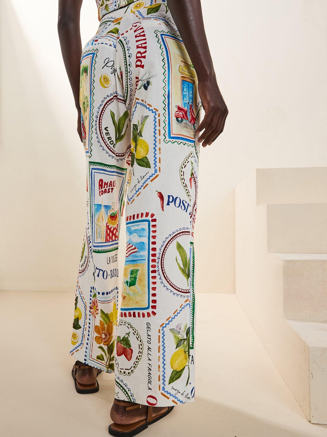 Image 2 of 6 of Forever New Miley Linen Wide Leg Trousers - Multi