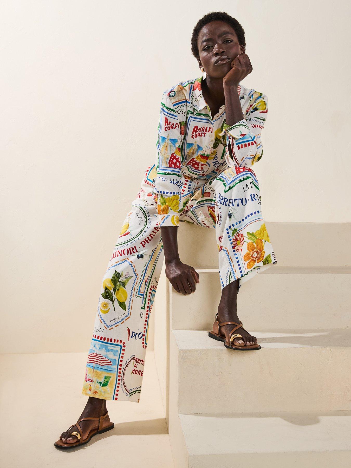 Image 3 of 6 of Forever New Miley Linen Wide Leg Trousers - Multi