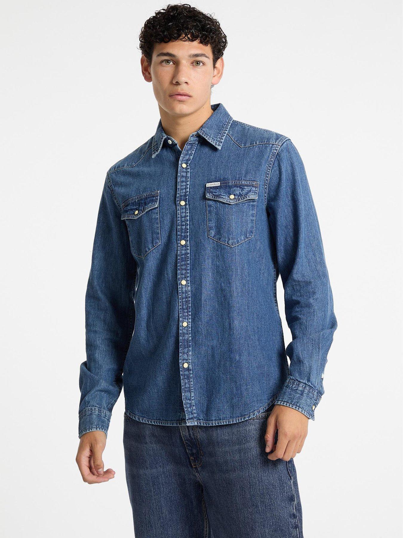 guess-jeans-slim-long-sleeve-denim-shirt--blue