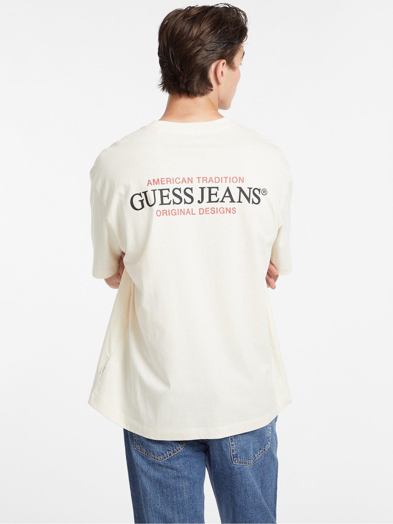 stillFront image of guess-jeans-short-sleeve-american-trad-t-shirt--cream