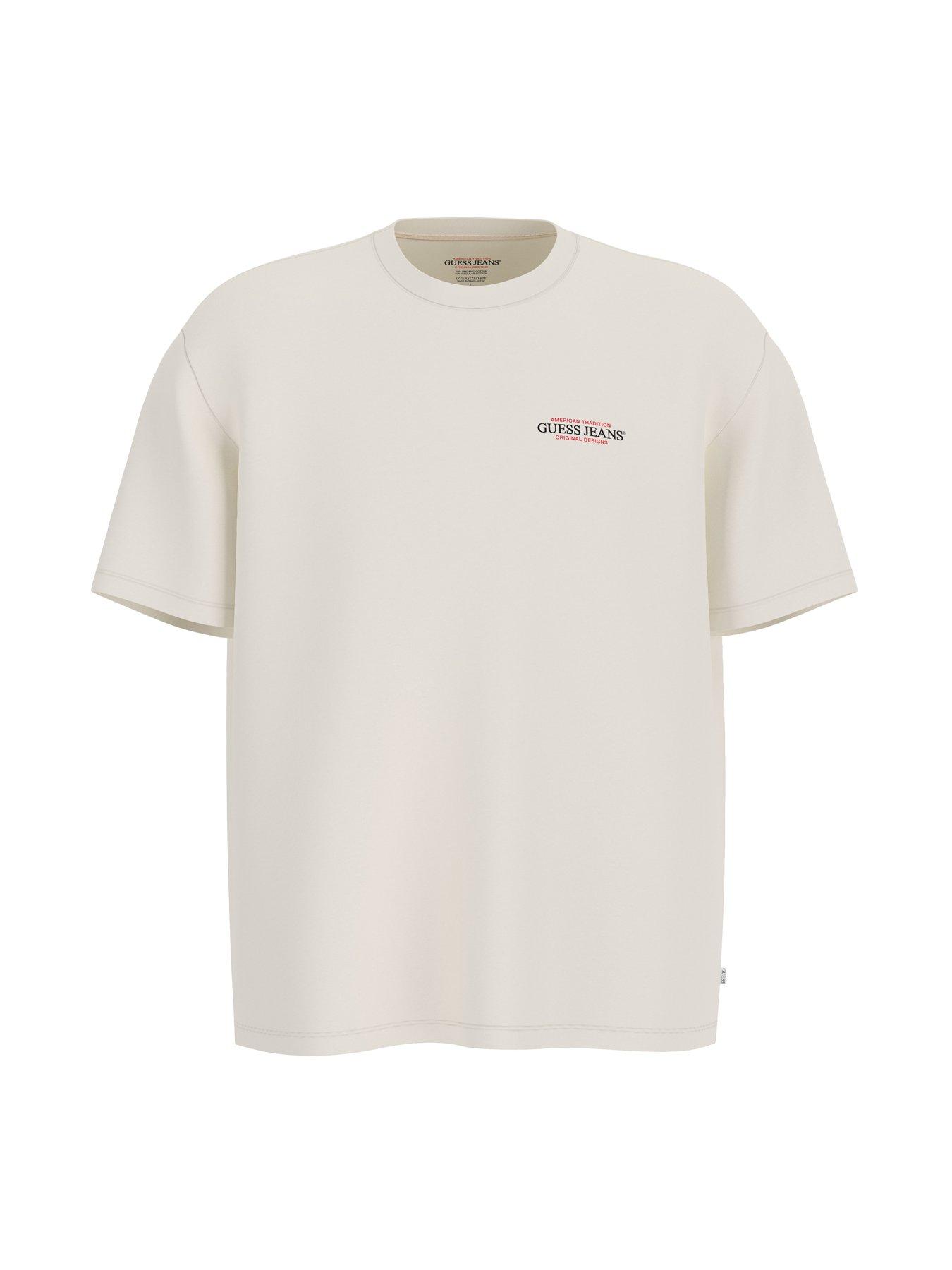  image of guess-jeans-short-sleeve-american-trad-t-shirt--cream