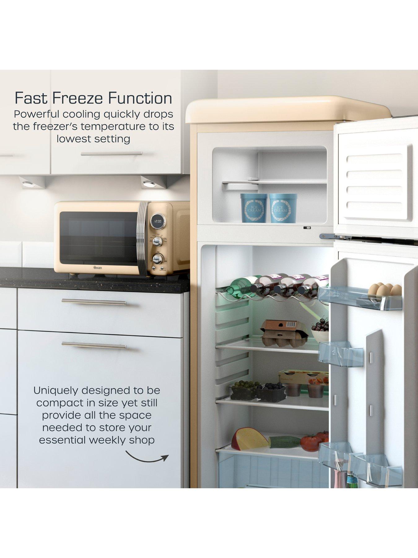 image of swan-sr11010cne-retro-cream-top-mounted-fridge-freezer-208l