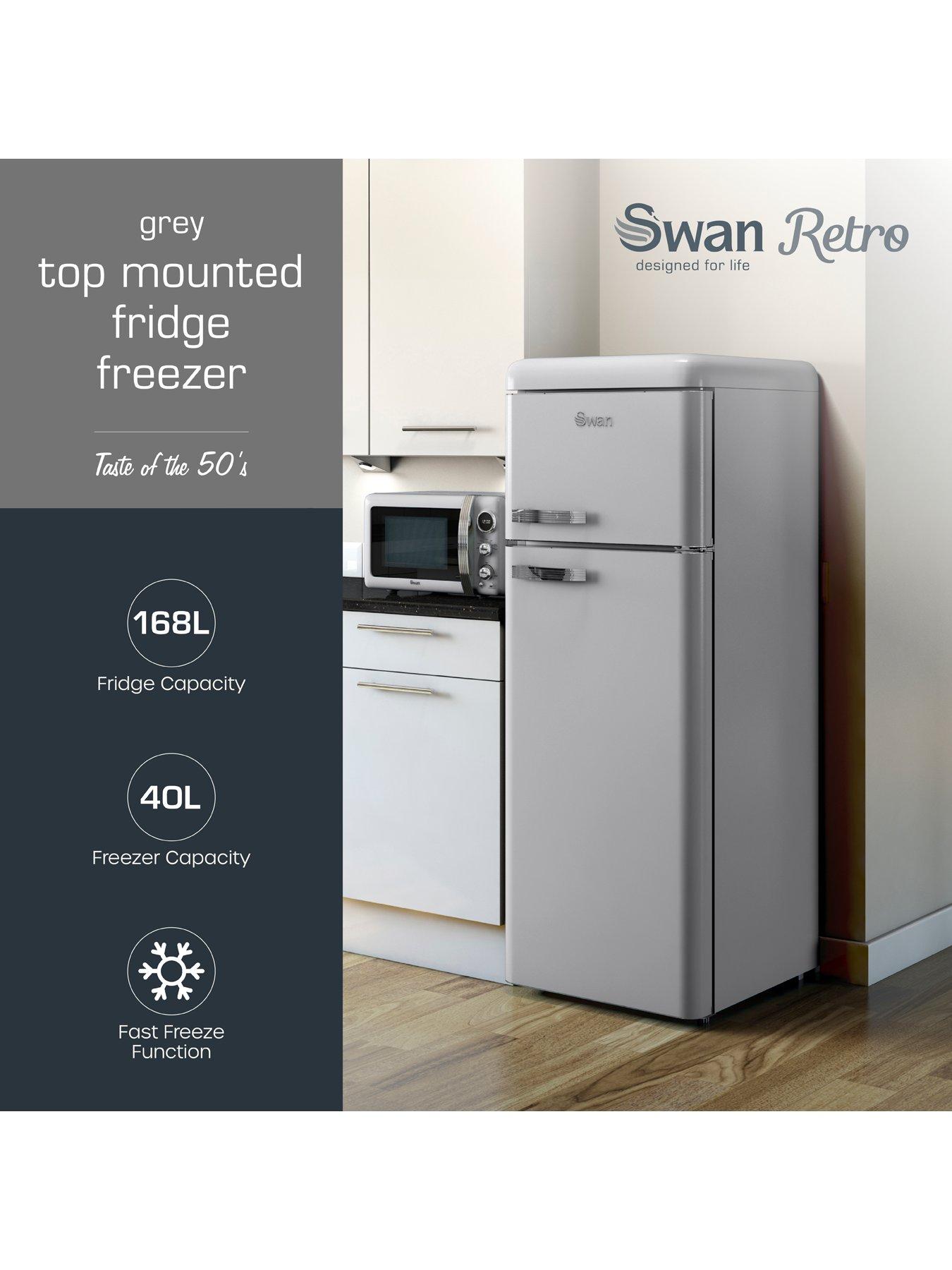  image of swan-sr11010grne-retro-grey-top-mounted-fridge-freezer-208l