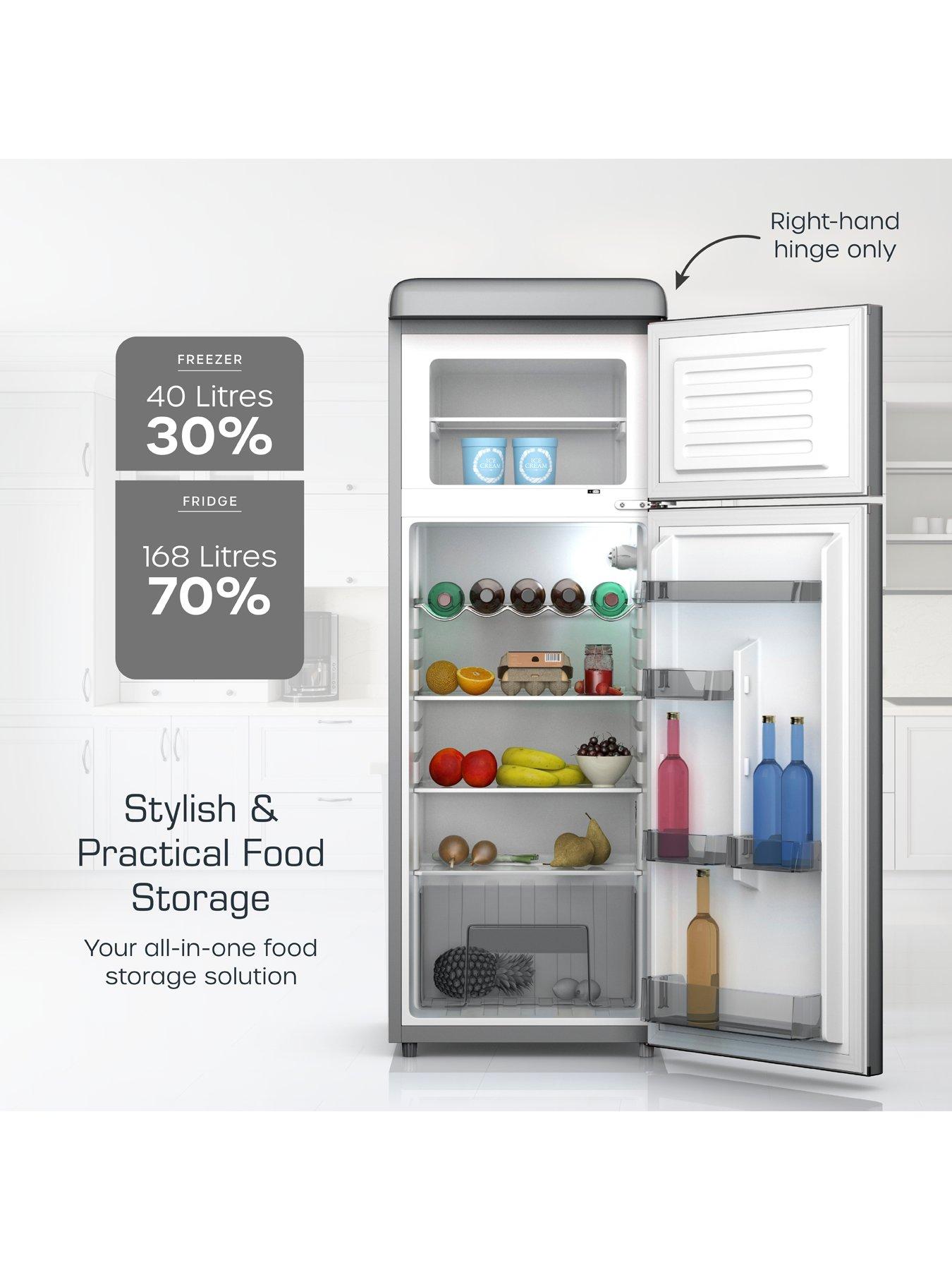  image of swan-sr11010grne-retro-grey-top-mounted-fridge-freezer-208l