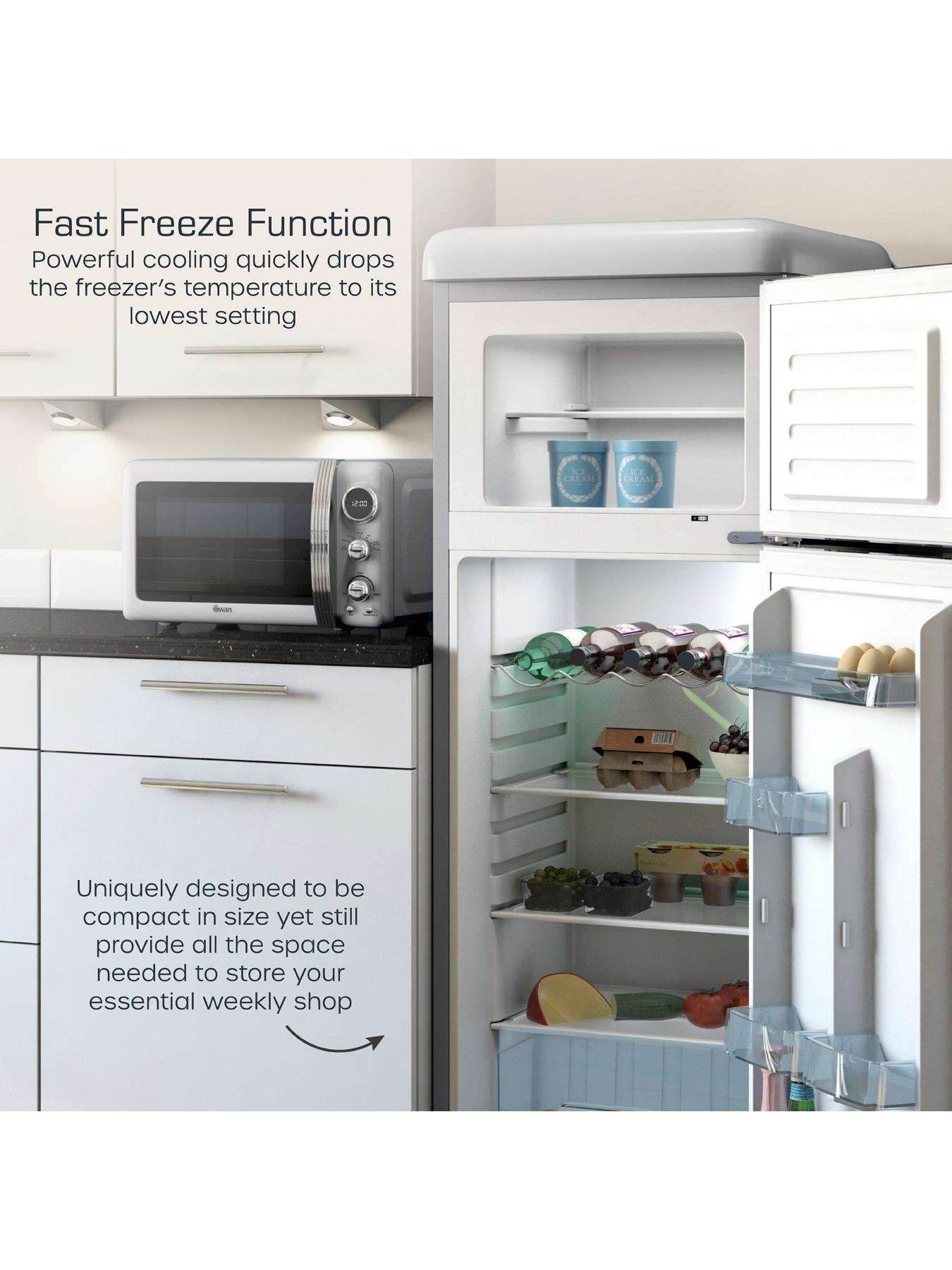  image of swan-sr11010grne-retro-grey-top-mounted-fridge-freezer-208l