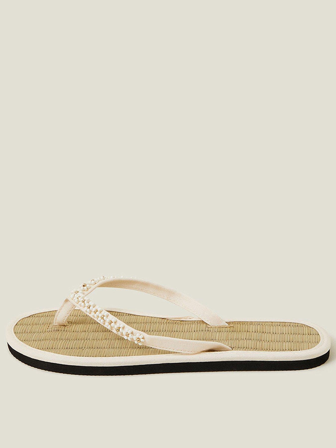  image of accessorize-daisy-beaded-seagrass-sandal-cream