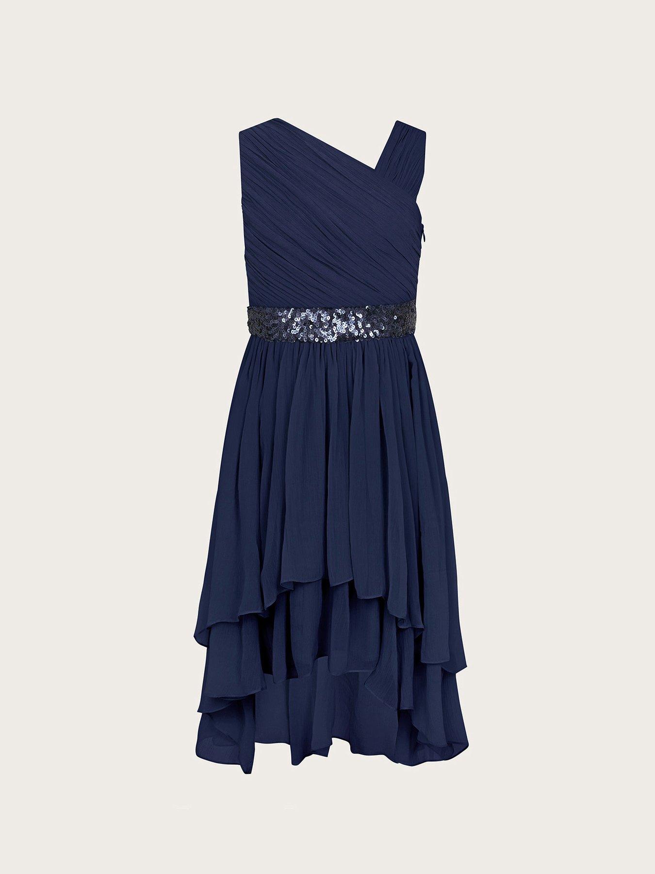  image of monsoon-girls-abigail-one-shoulder-prom-dress-navy