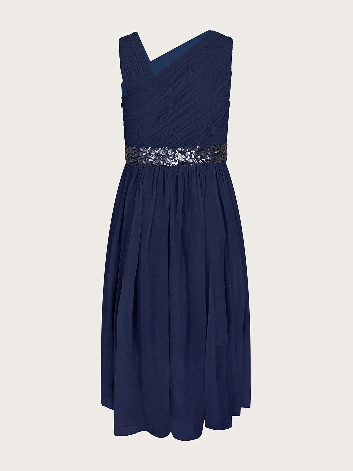  image of monsoon-girls-abigail-one-shoulder-prom-dress-navy
