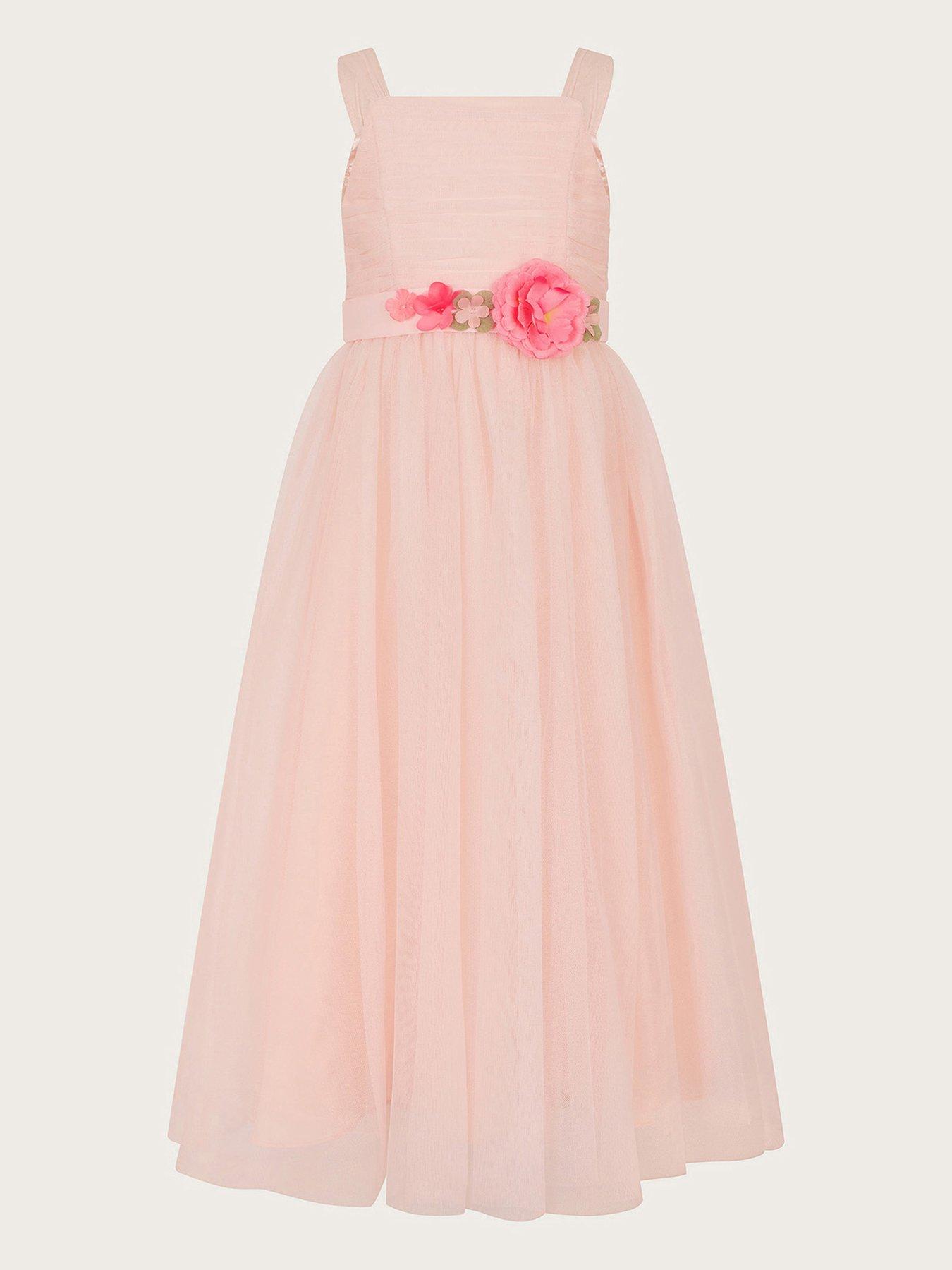 undefined Girls Fleur 3d Belt Maxi Dress - Pink