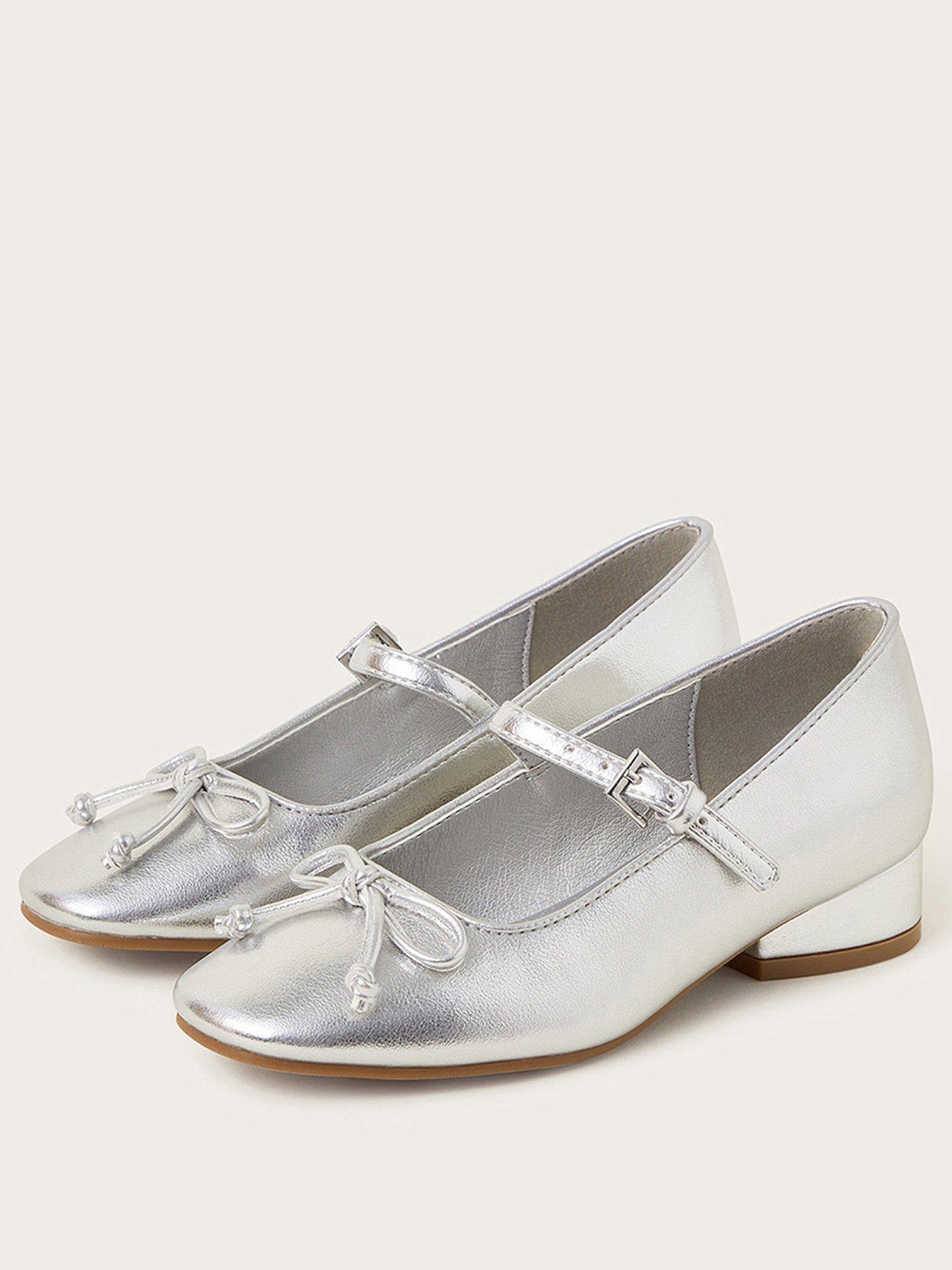  image of monsoon-girls-square-toe-midi-heel-shoes-silver
