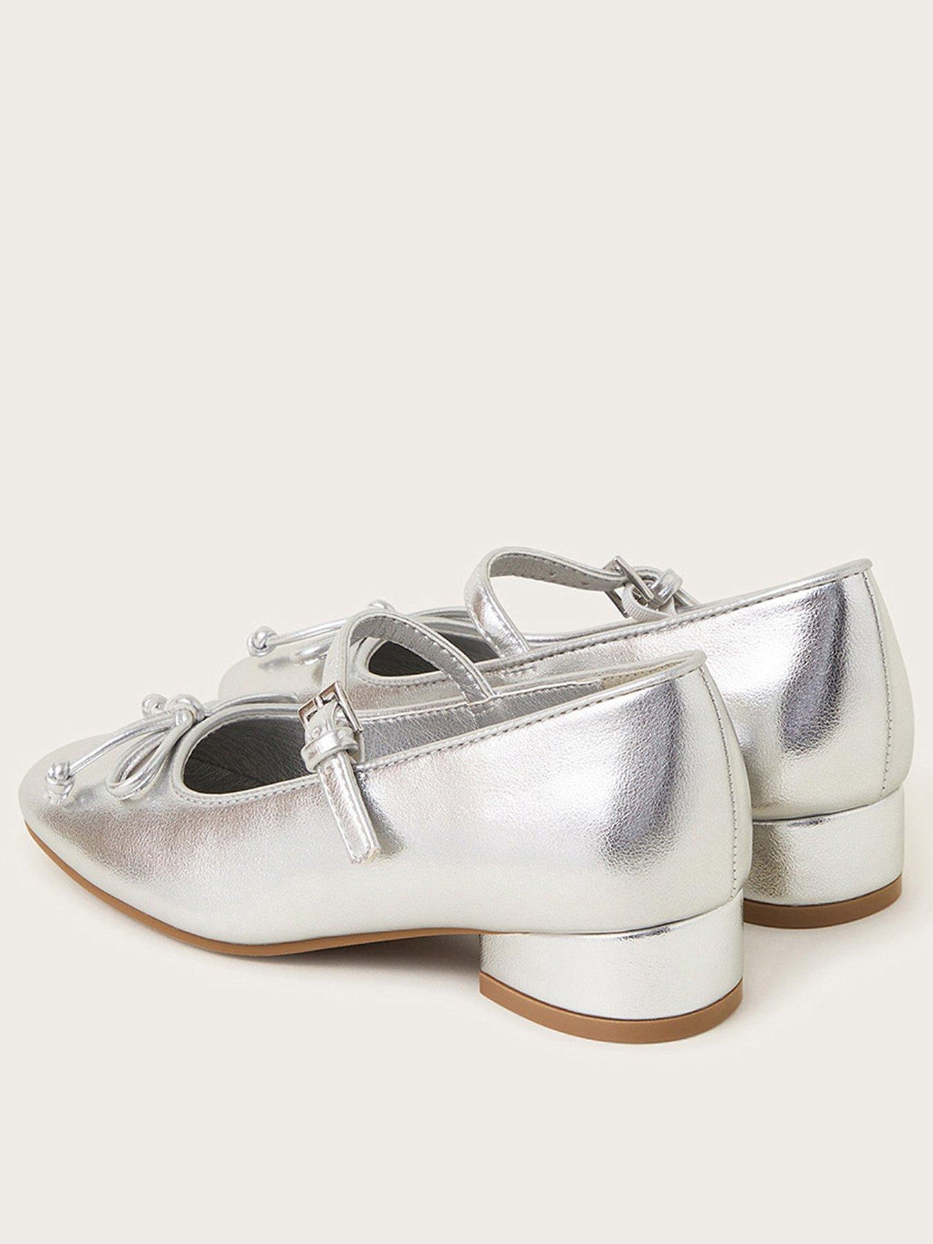  image of monsoon-girls-square-toe-midi-heel-shoes-silver