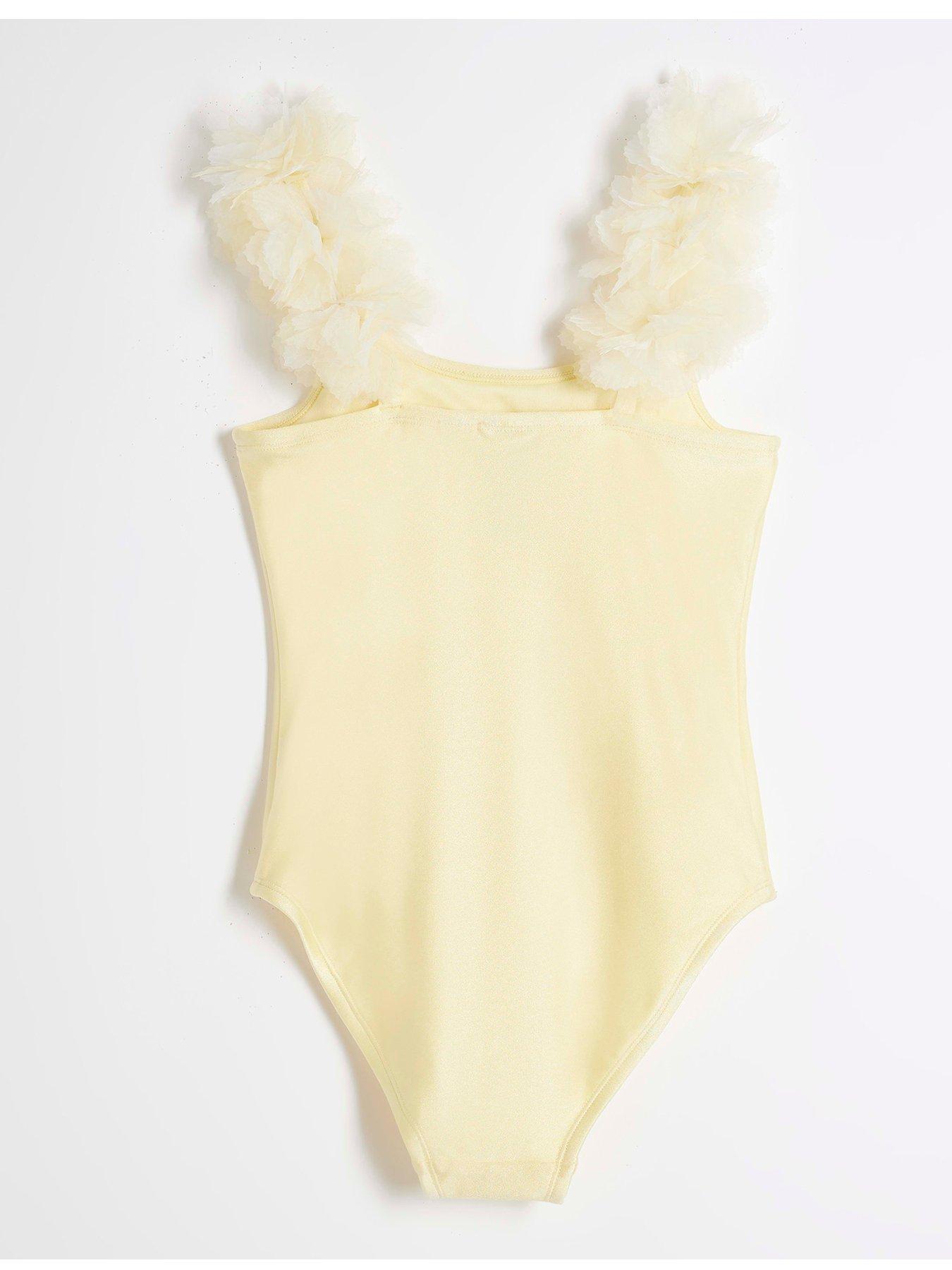  image of river-island-girls-3d-flower-swimsuit-lemon-yellow