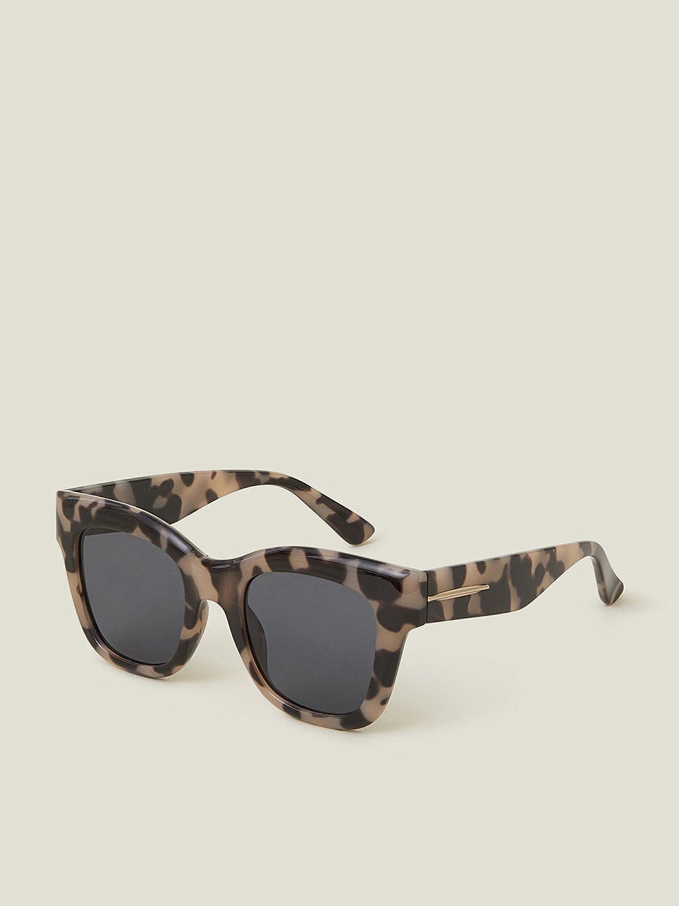  image of accessorize-chunky-milky-tort-oversized-sunglasses-tortoise-shell