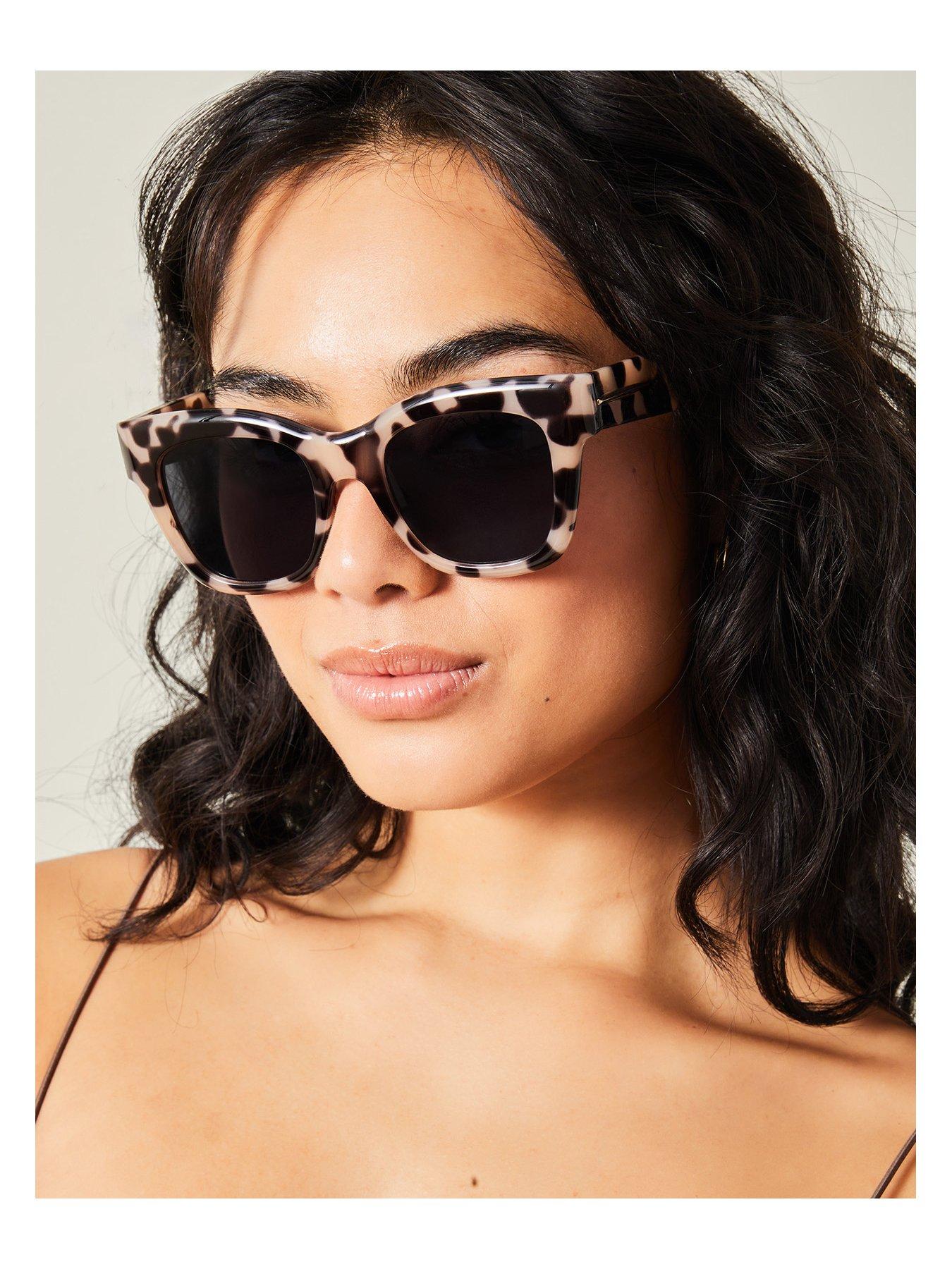 image of accessorize-chunky-milky-tort-oversized-sunglasses-tortoise-shell