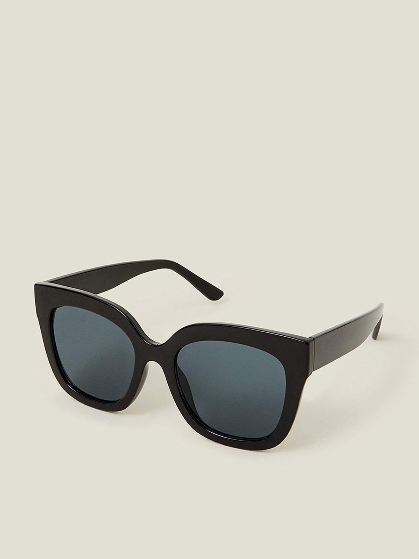 undefined Chunky Solid Black Oversized Sunglasses - Black