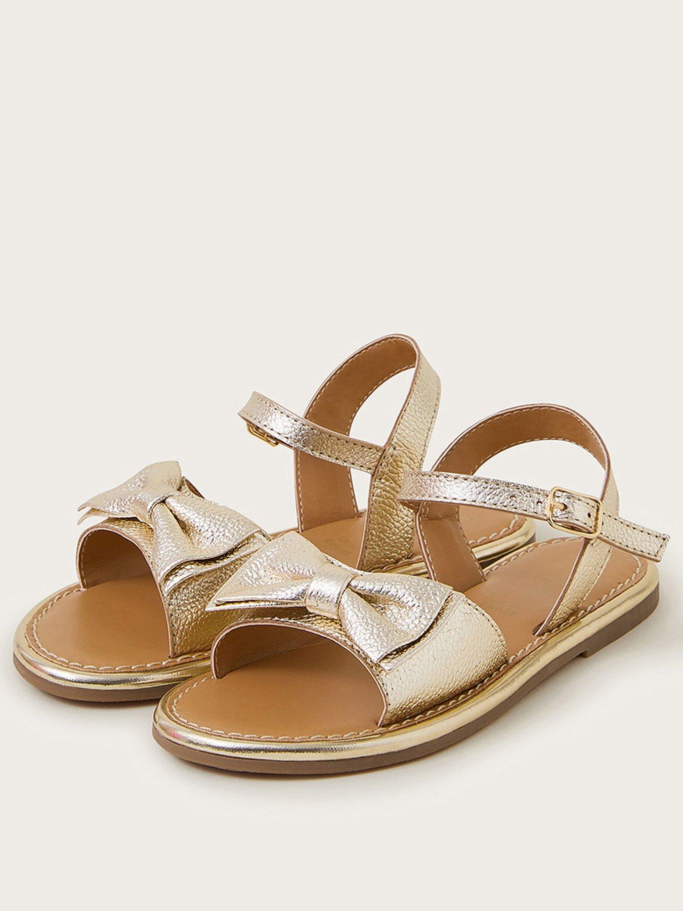  image of monsoon-girls-leather-bow-sandal-gold