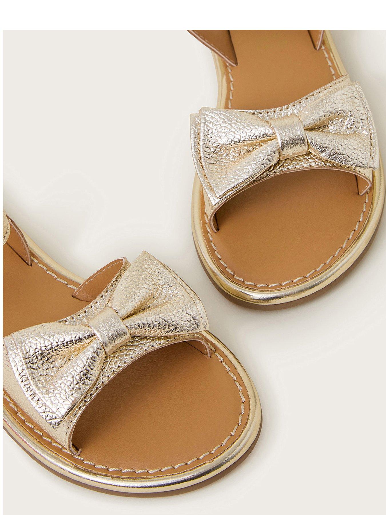  image of monsoon-girls-leather-bow-sandal-gold