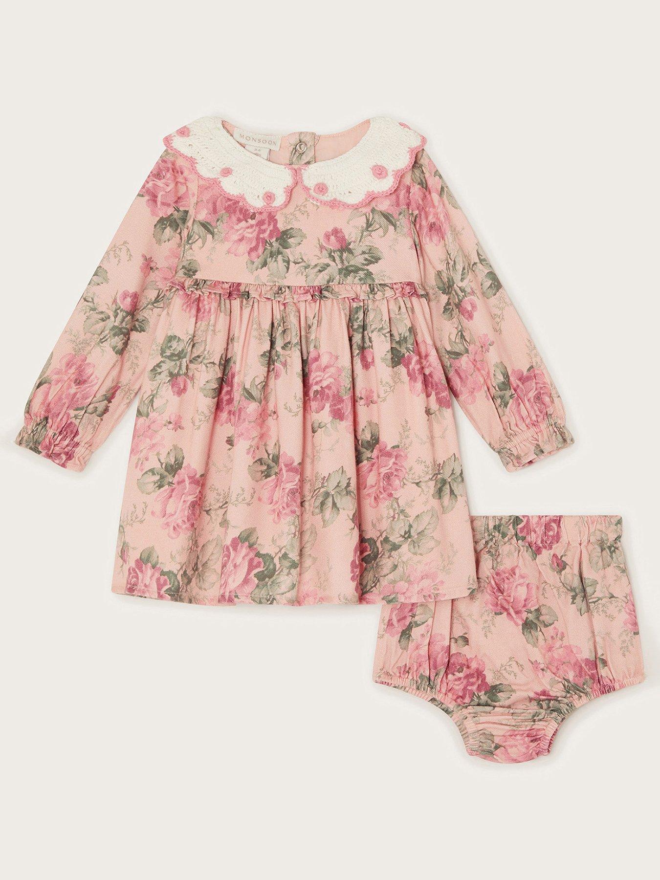 undefined Baby Girls Betsy Crochet Collar  Dress And Briefs Set - Pink