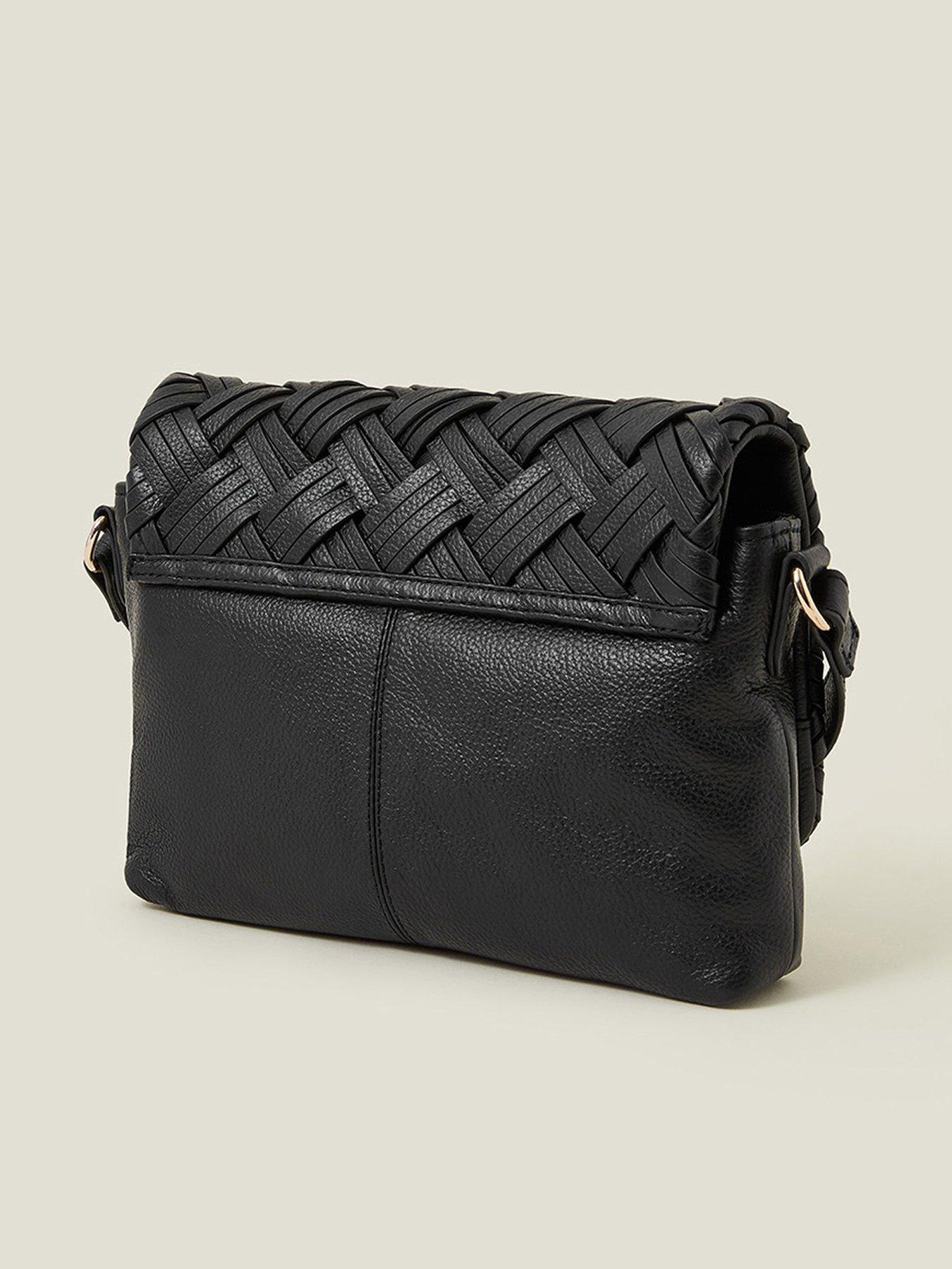  image of accessorize-leather-weave-cross-body-bag-black
