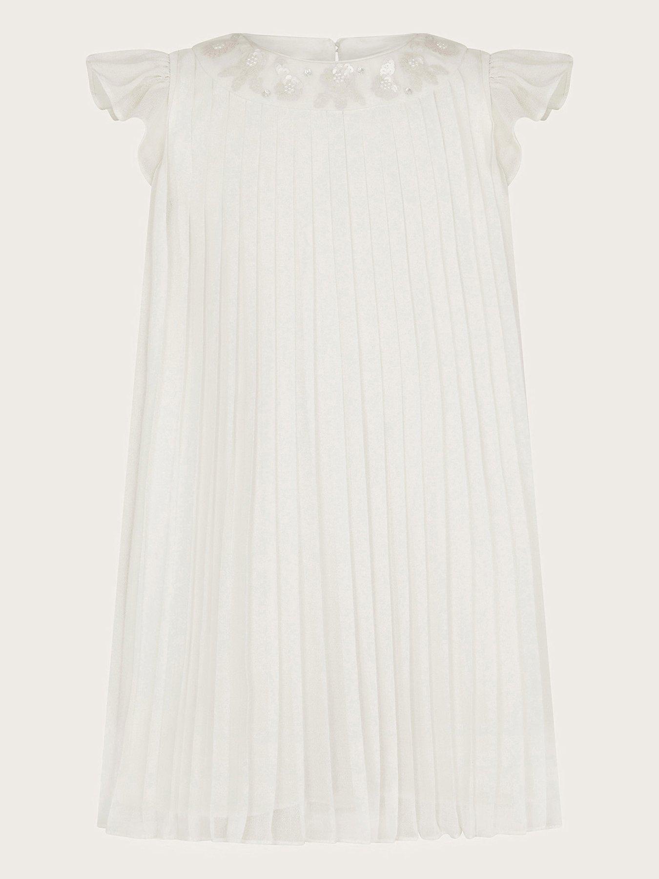 undefined Baby Girls Nellie Pleated Chiffon Dress - Ivory