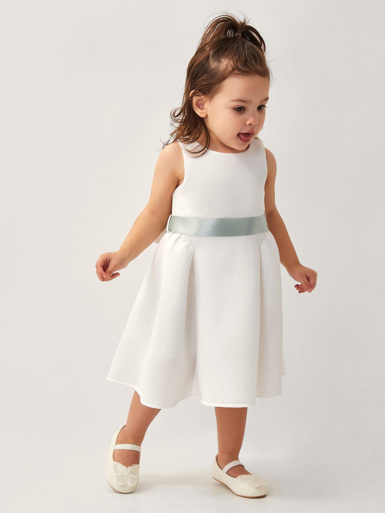 Monsoon Baby Girls Molly Scuba Bridesmaid Dress - Ivory