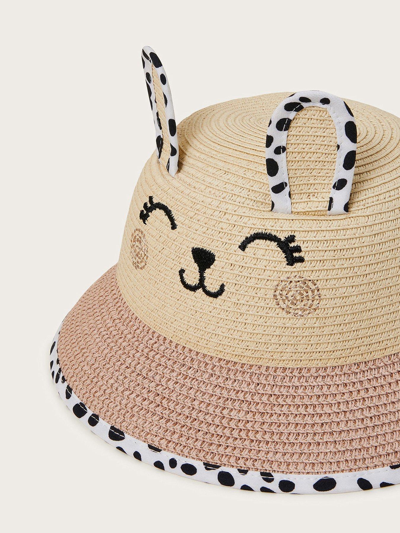  image of monsoon-baby-girls-straw-bunny-spot-sun-hat-pink-pink