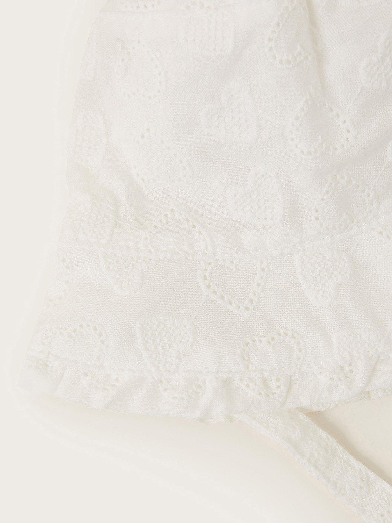  image of monsoon-baby-girls-heart-broderie-hat-ivory