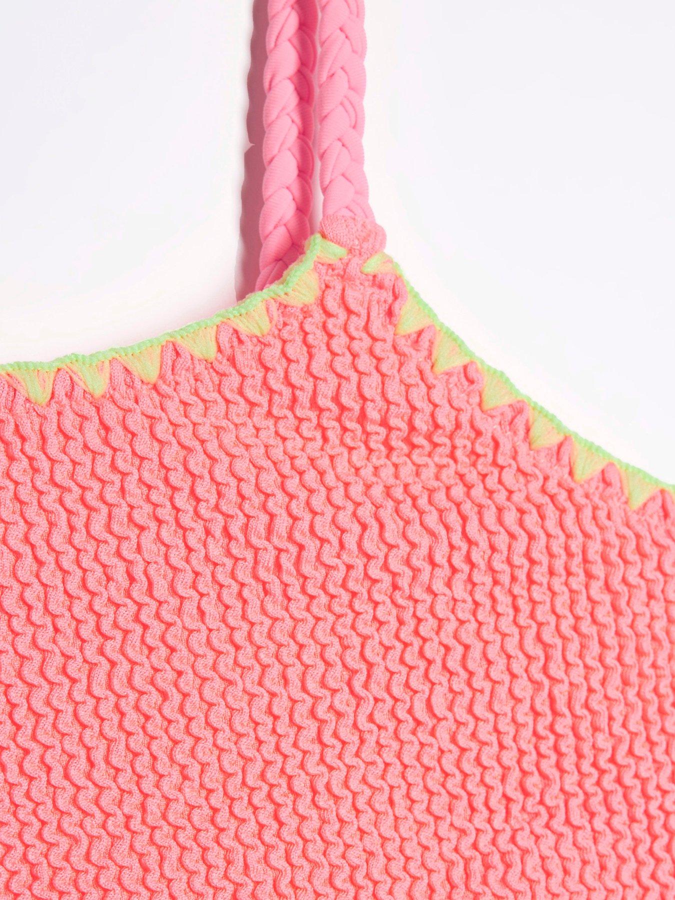  image of river-island-mini-mini-girls-textured-bikini-top-set-orange