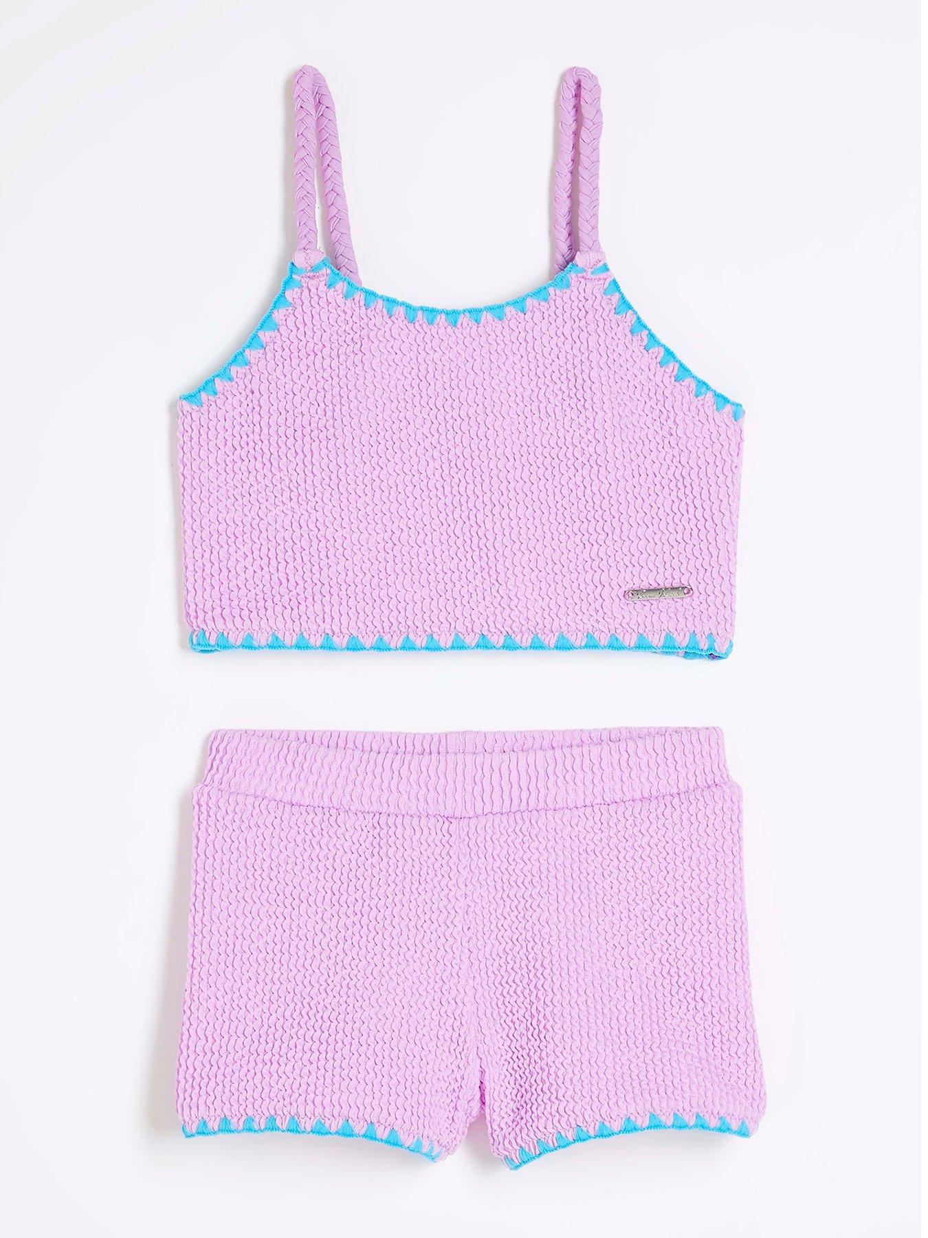 river-island-mini-mini-girls-textured-bikini-top-set-purple