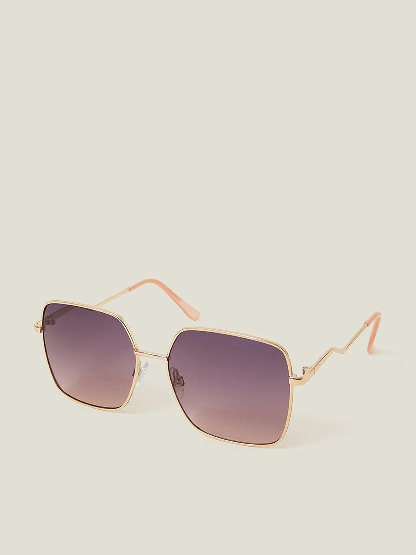  image of accessorize-pinky-oversized-metal-frame-sunglasses-gold