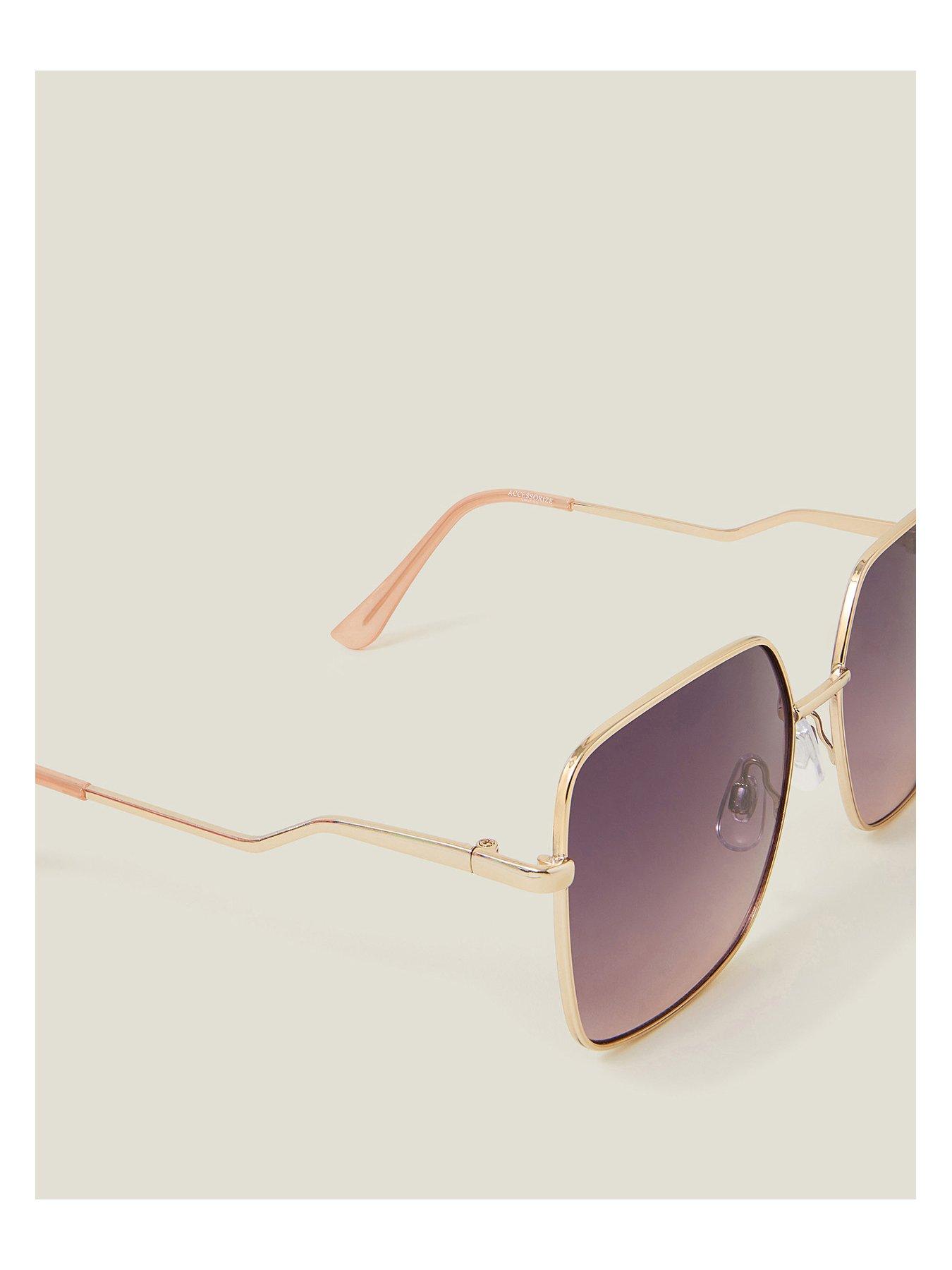  image of accessorize-pinky-oversized-metal-frame-sunglasses-gold