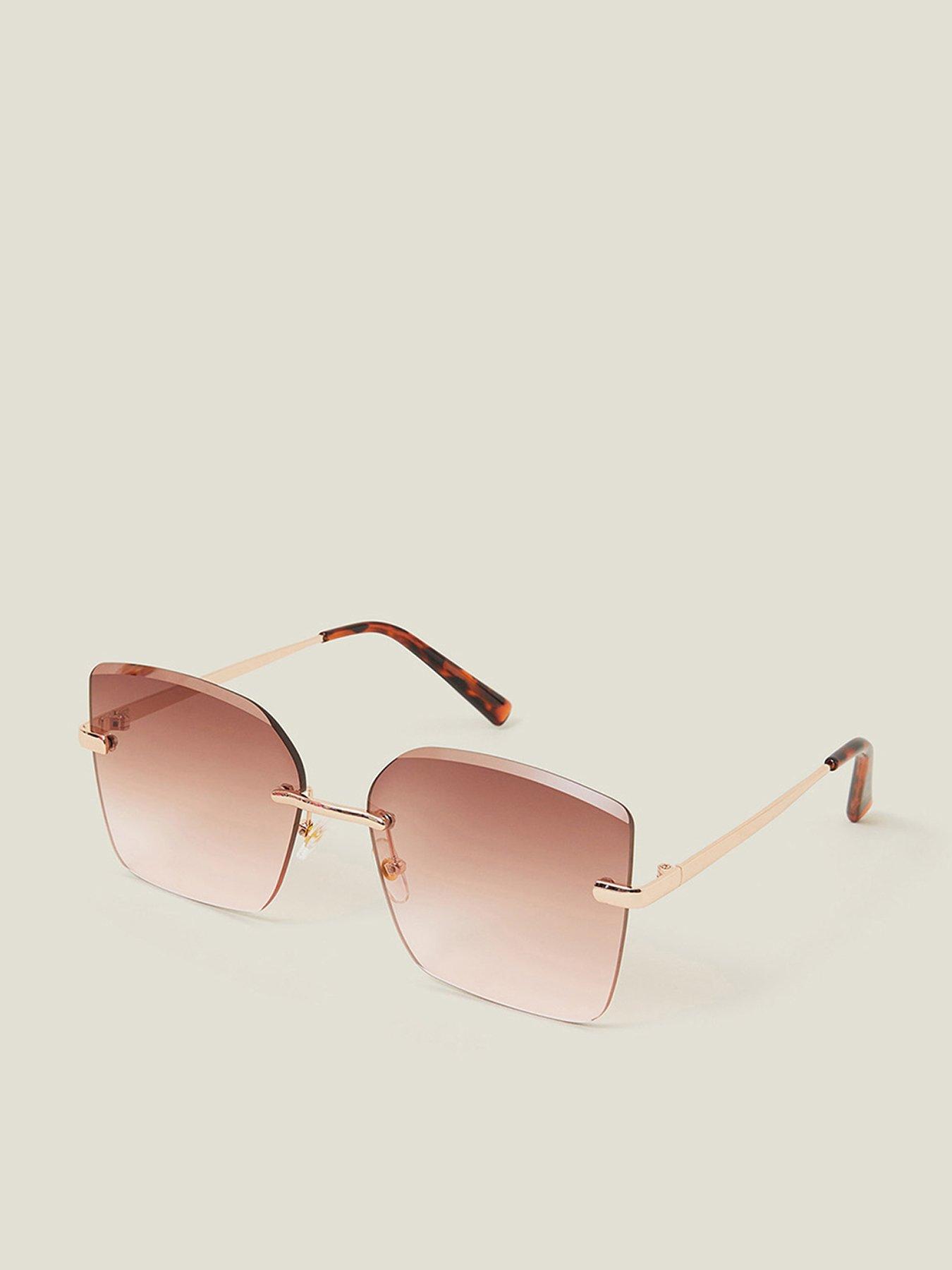  image of accessorize-oversized-smokey-lense-sunglasses-gold