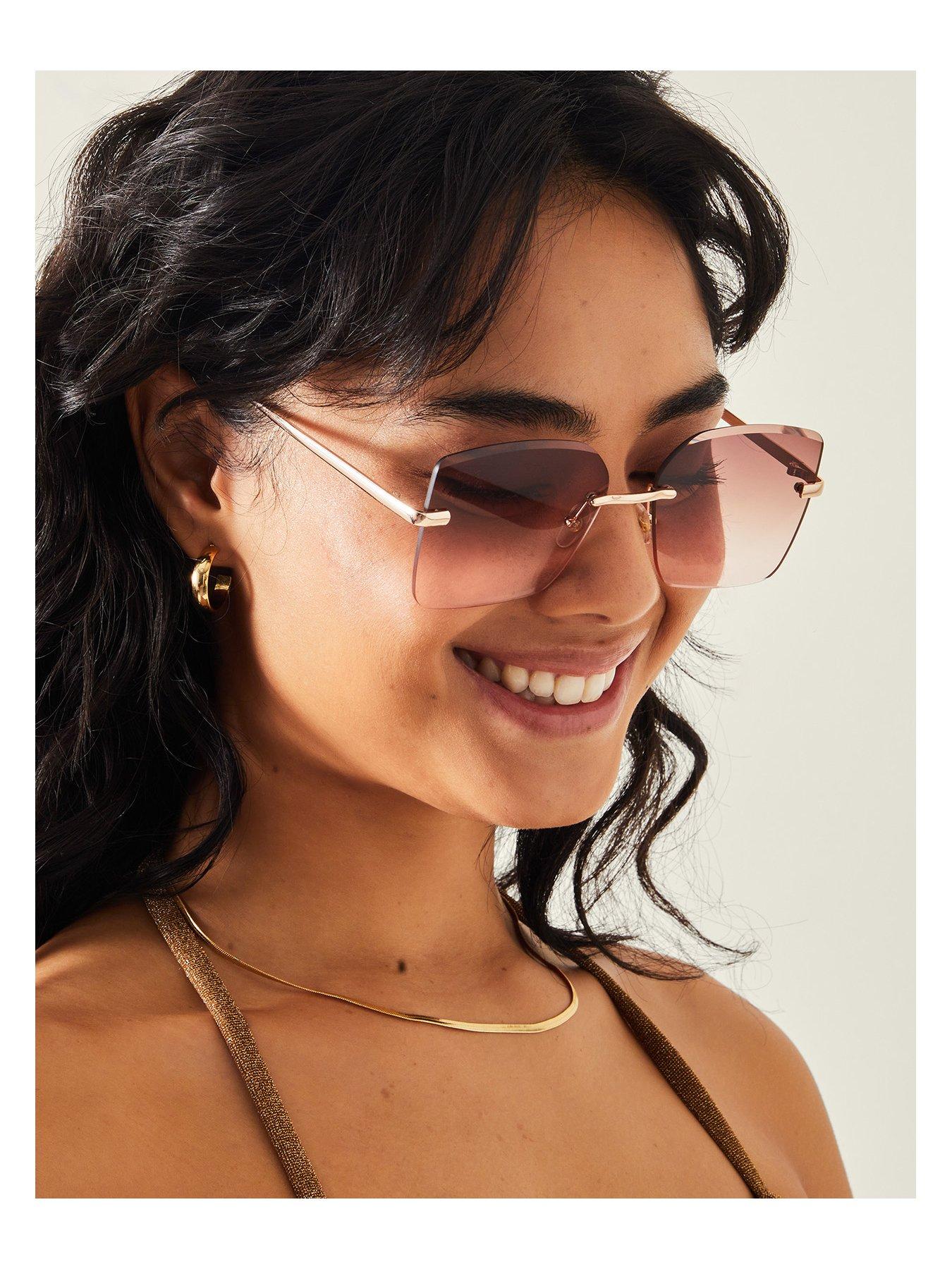  image of accessorize-oversized-smokey-lense-sunglasses-gold