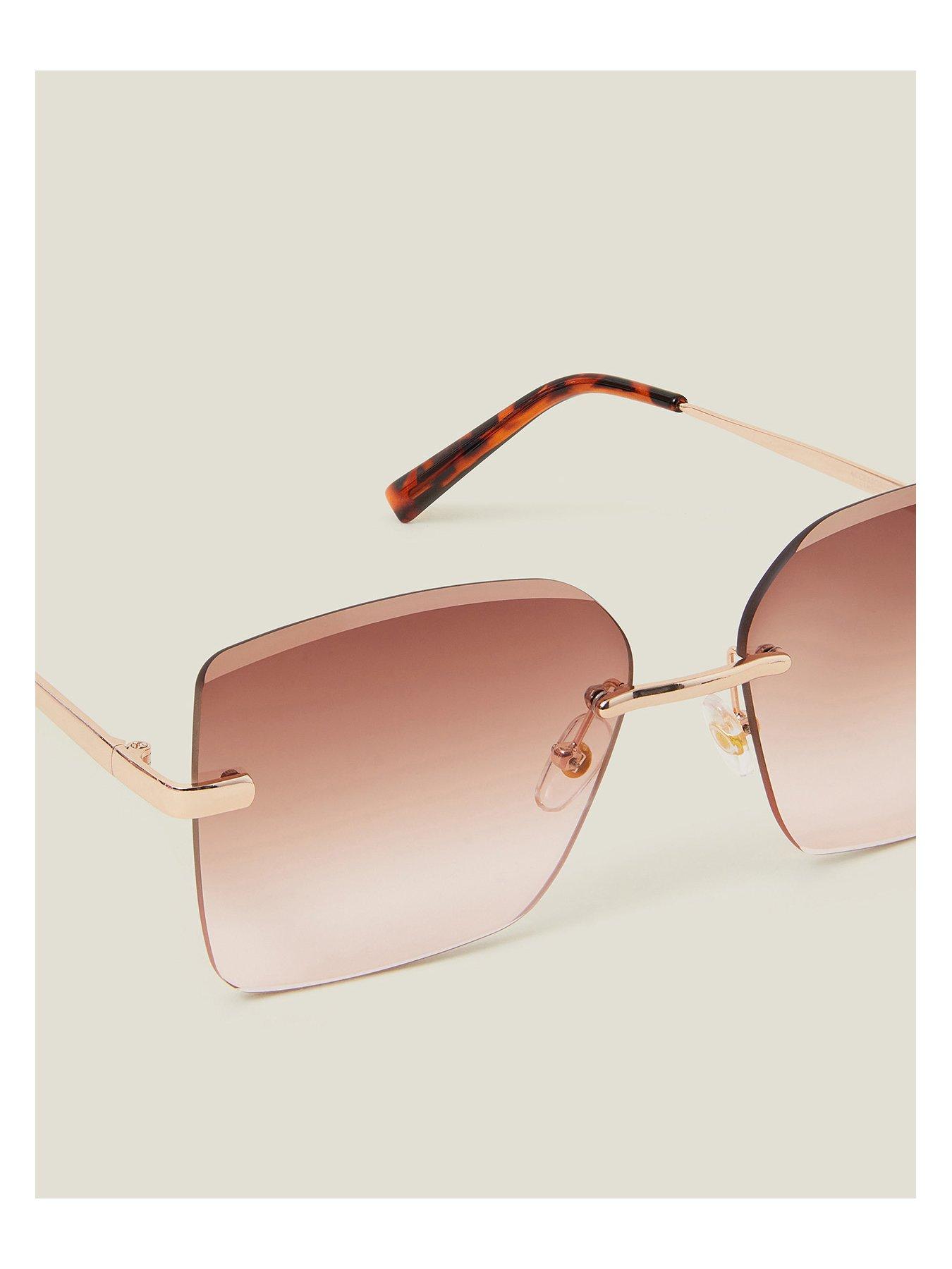  image of accessorize-oversized-smokey-lense-sunglasses-gold