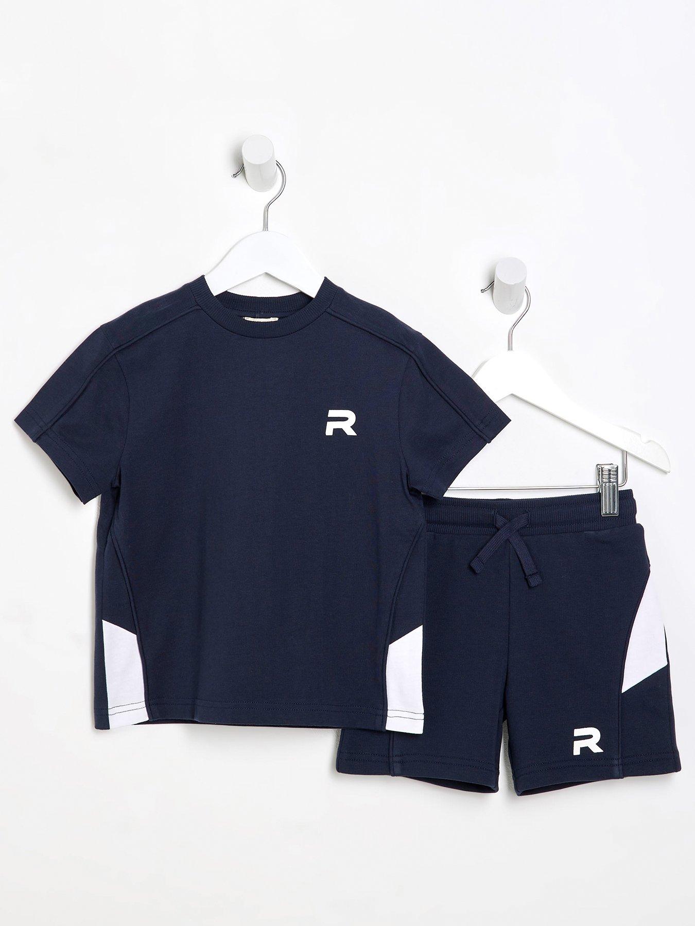 river-island-mini-mini-boys-piped-t-shirt-and-shorts-set-navy