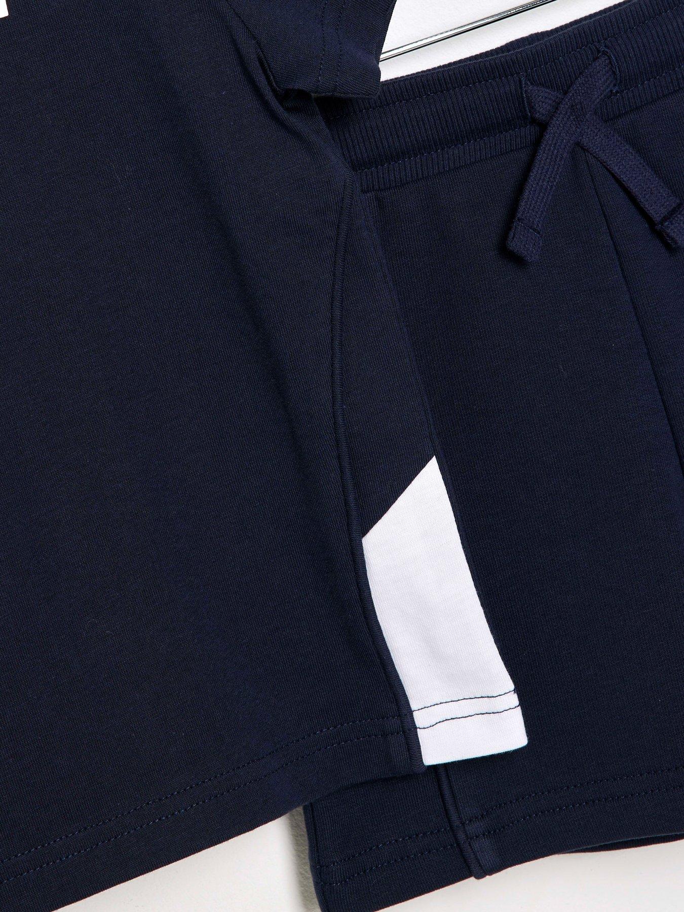  image of river-island-mini-mini-boys-piped-t-shirt-and-shorts-set-navy