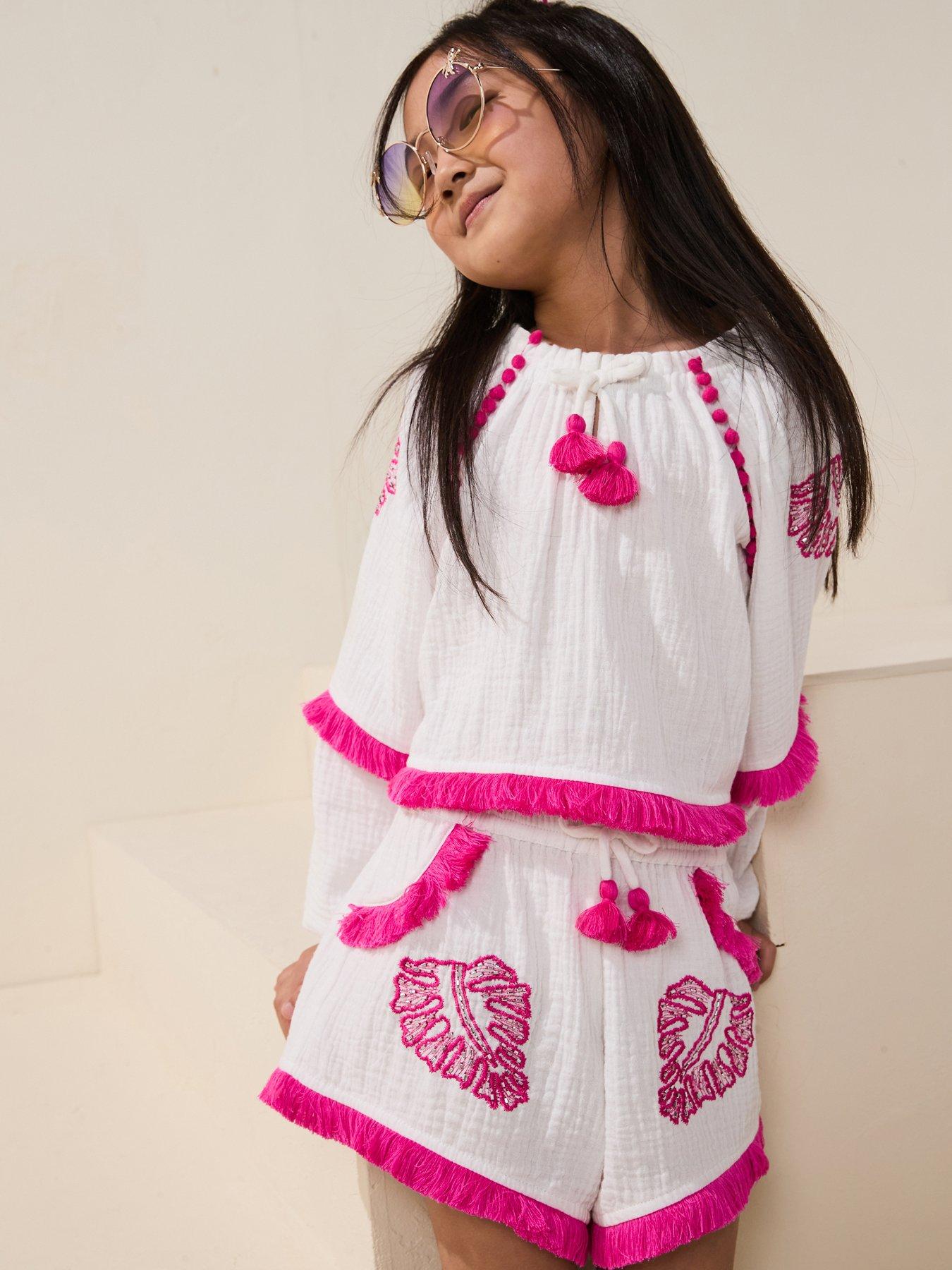 river-island-older-girl-embroidered-shorts-set-white