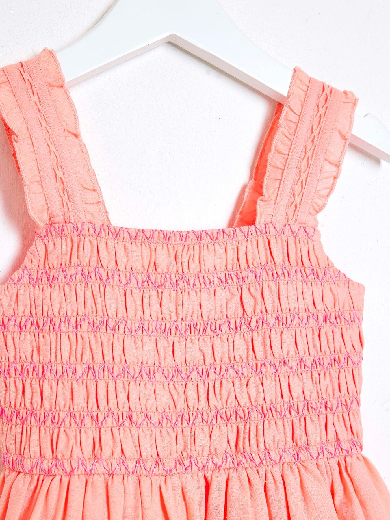  image of river-island-mini-mini-girls-broidery-bubble-hem-dress-coral