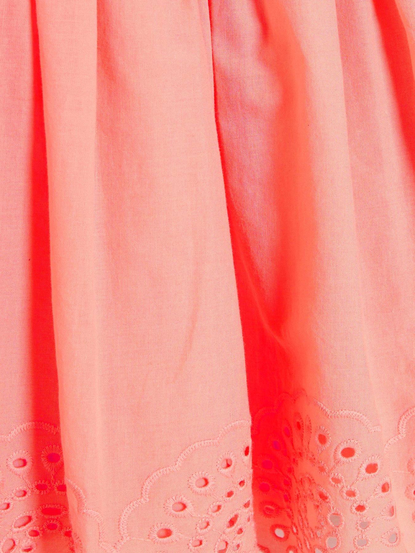  image of river-island-mini-mini-girls-broidery-bubble-hem-dress-coral