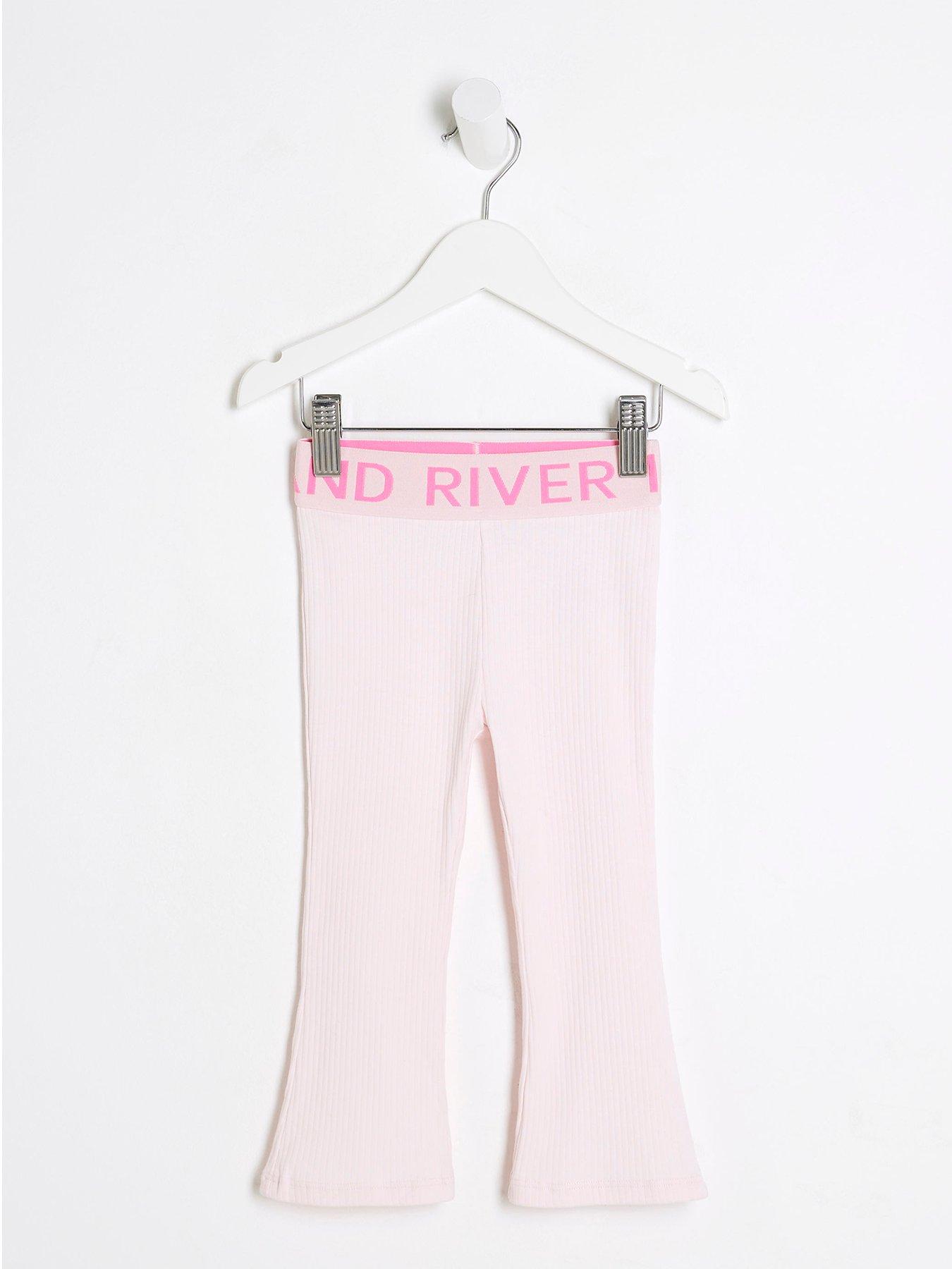 river-island-mini-mini-girls-ri-ribbed-flared-leggings-pink