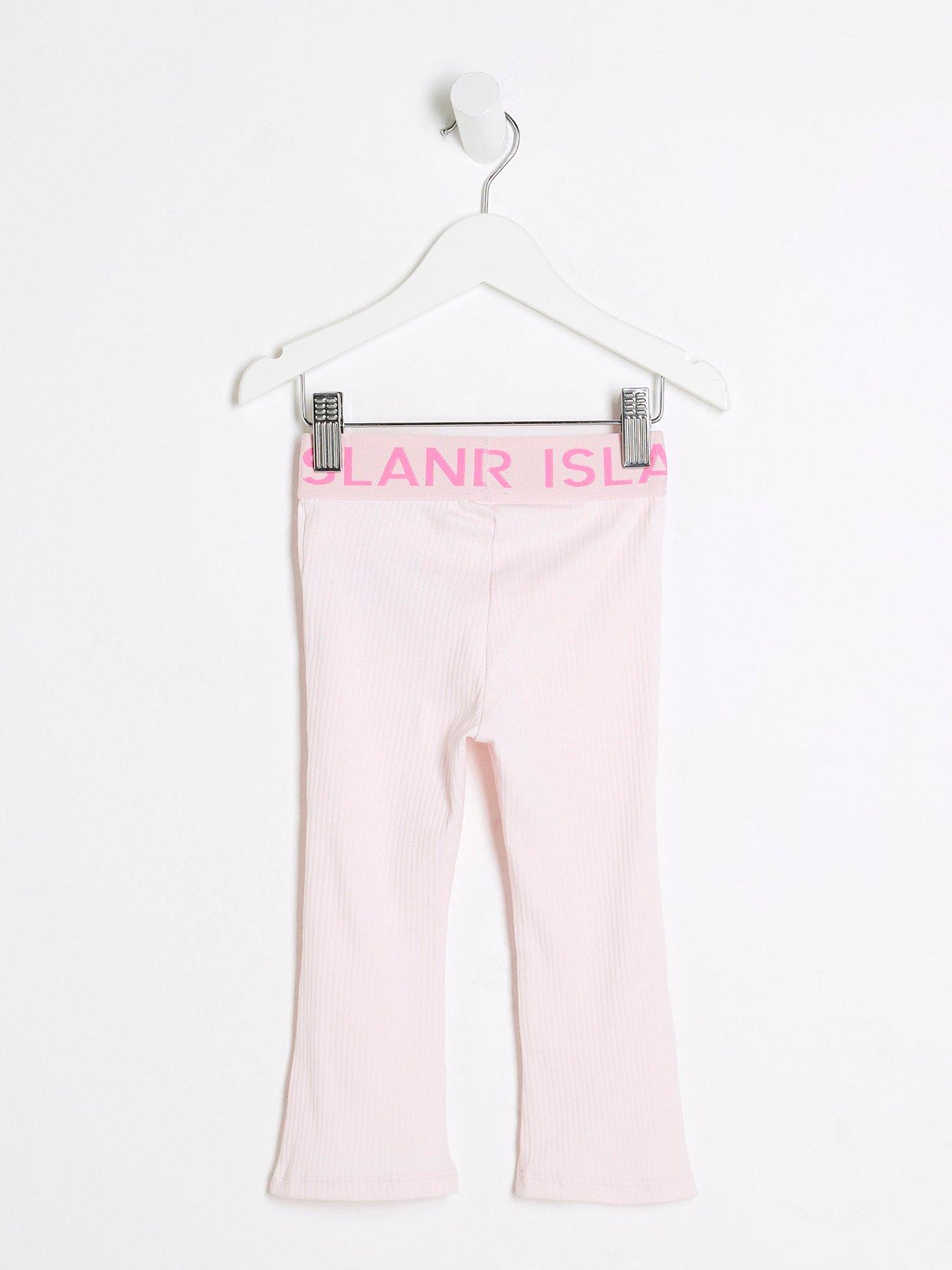 back image of river-island-mini-mini-girls-ri-ribbed-flared-leggings-pink