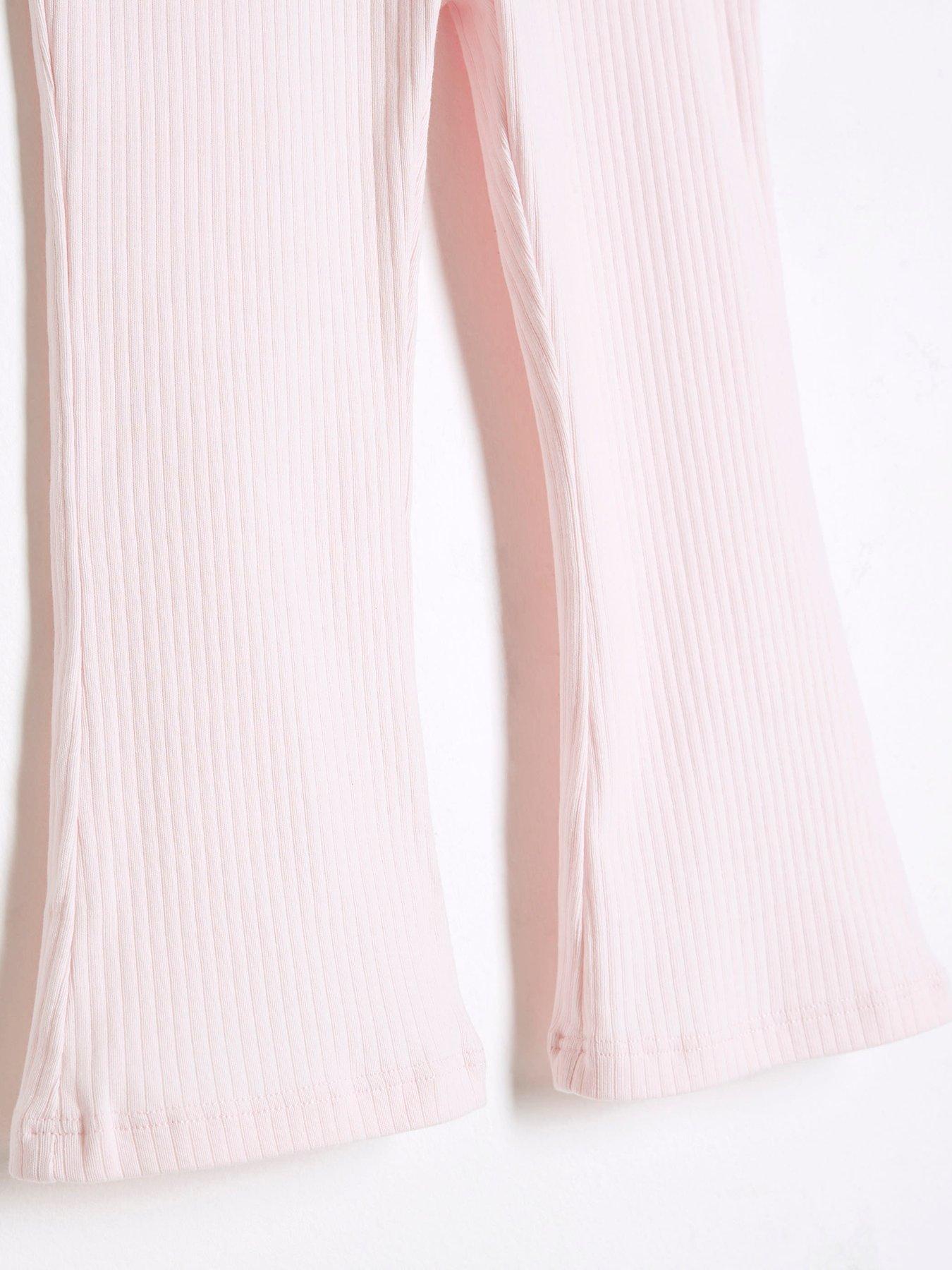  image of river-island-mini-mini-girls-ri-ribbed-flared-leggings-pink