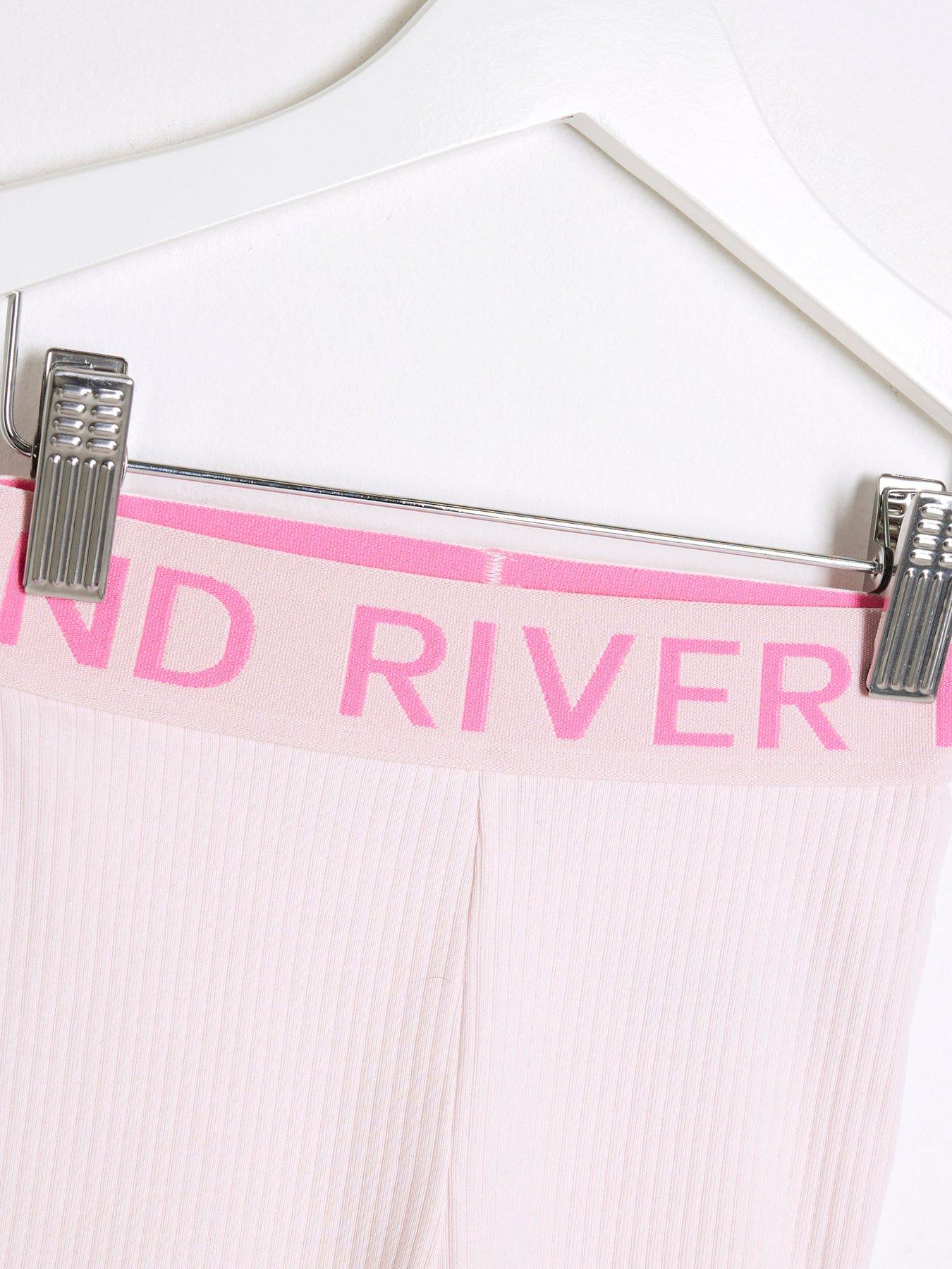  image of river-island-mini-mini-girls-ri-ribbed-flared-leggings-pink