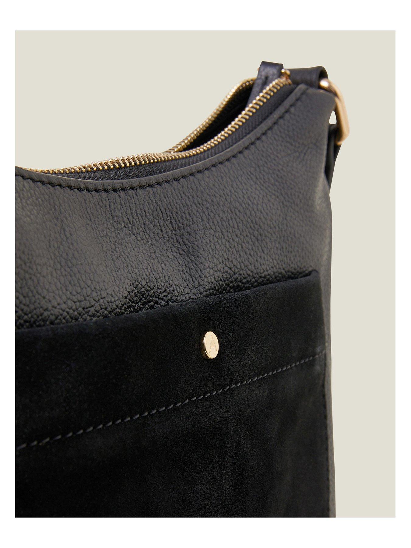 Image 4 of 5 of Accessorize Leather Messenger Bag - Black